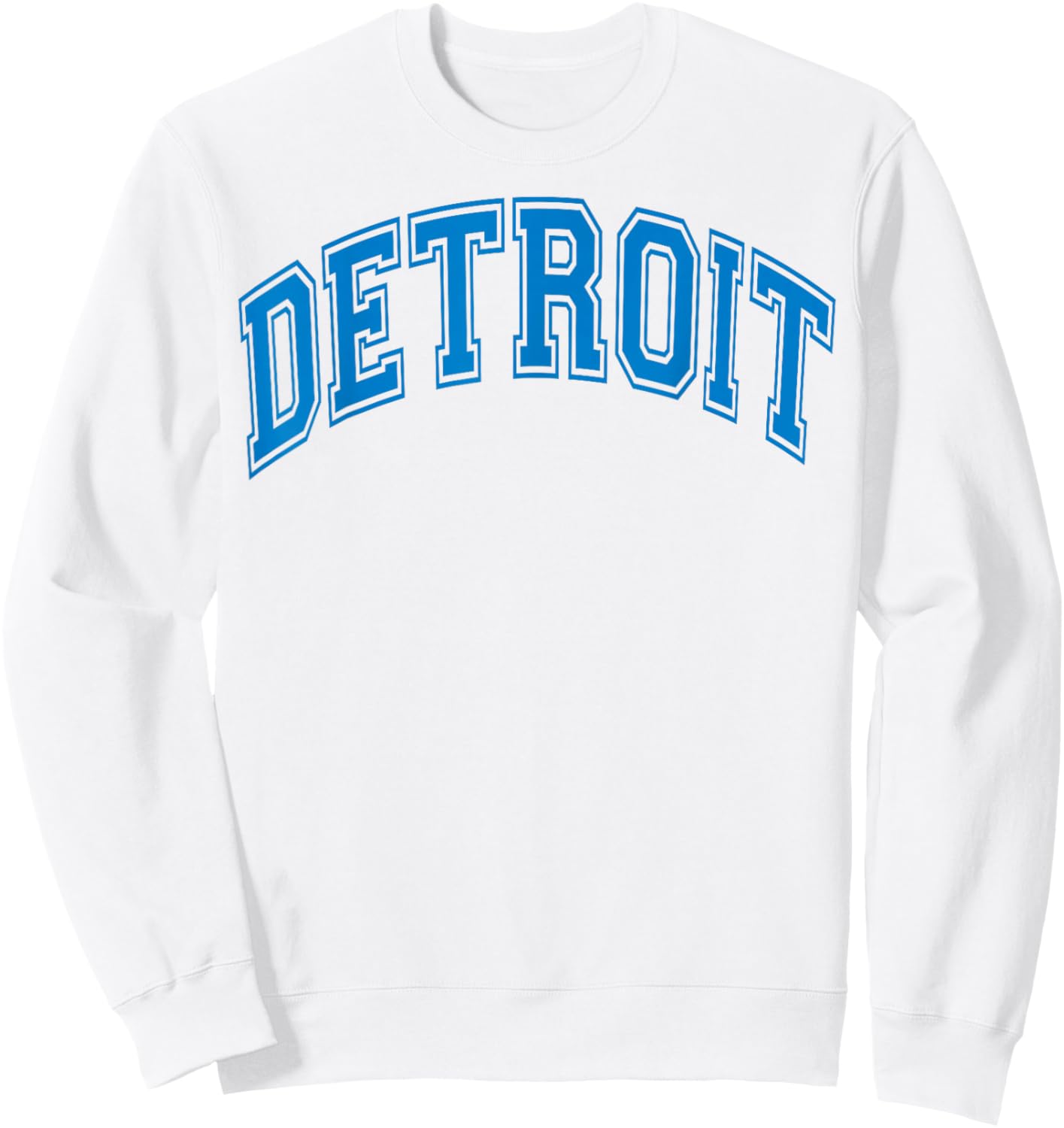 Detroit Blue Retro Vintage Distressed Arched Text Sweatshirt - Sweatshirt | White