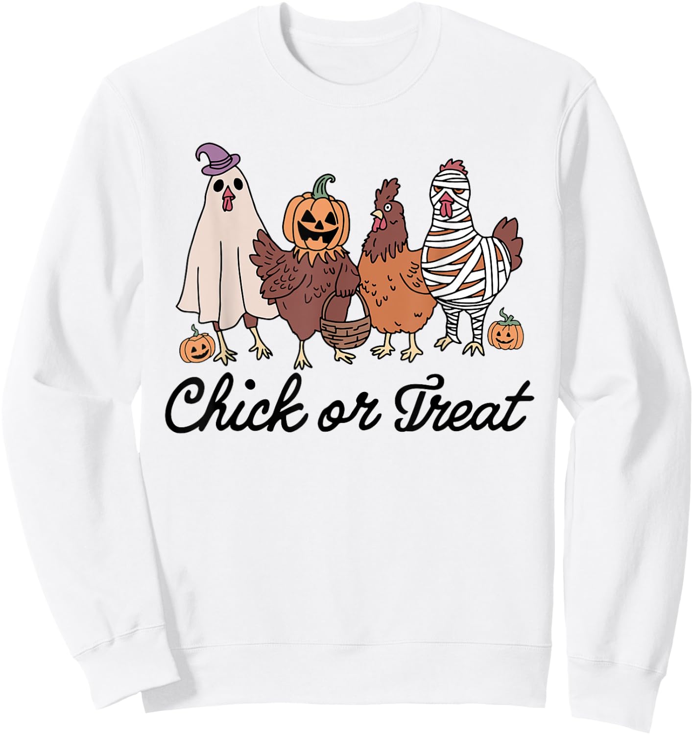 Chick Or Treat Halloween Witch Spooky Chicken Sweatshirt - Sweatshirt | White