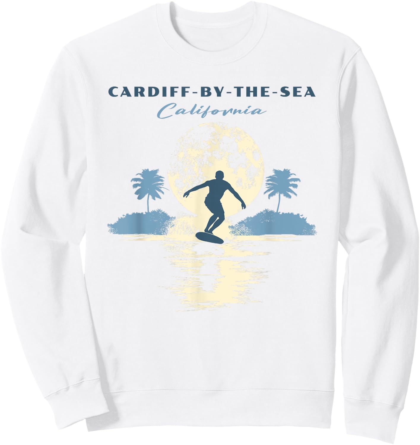 Cardiff-by-the-Sea Beach Retro Vintage Surf Women Kids Sweatshirt - Sweatshirt | White