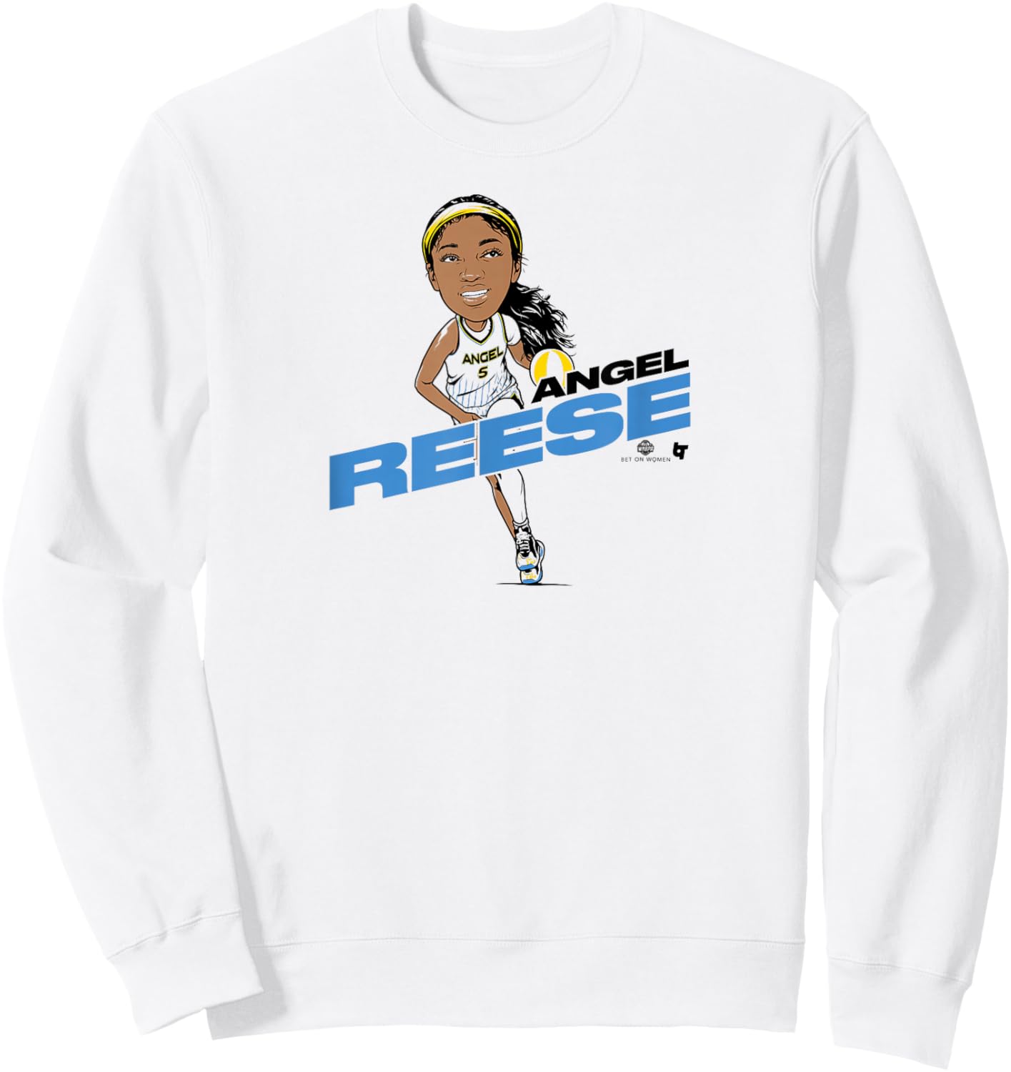 BreakingT Angel Reese Caricature Chicago Basketball Sweatshirt - Sweatshirt | White