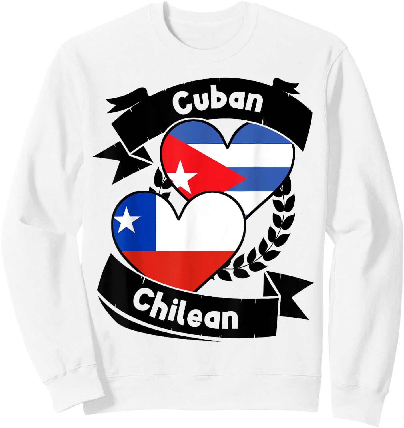 Cuban Chilean Heart Flags Cuba Chile Sweatshirt - Sweatshirt | White