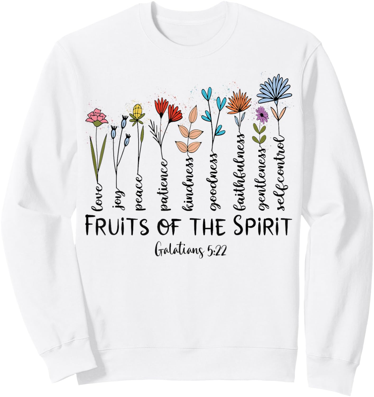 Faith Cross Christ Religious Inspirational Apparel Fruit of The Spirit Christian Faithful Bible Verse Jesus - Grey, Small, Women's Classic Fit, Short Sleeve Sweatshirt - Sweatshirt | White