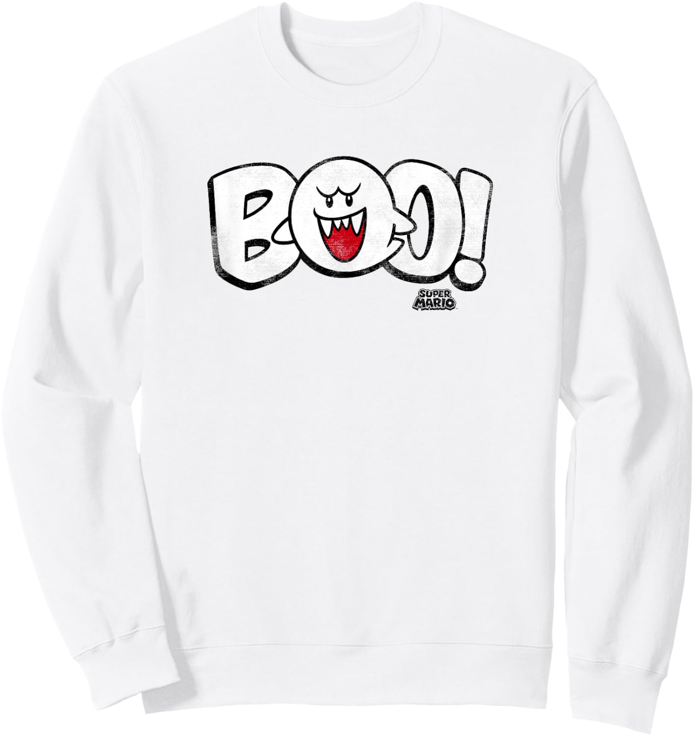 Super Mario Bros Halloween Boo Spooky Vintage Nintendo Logo Sweatshirt - Sweatshirt | White