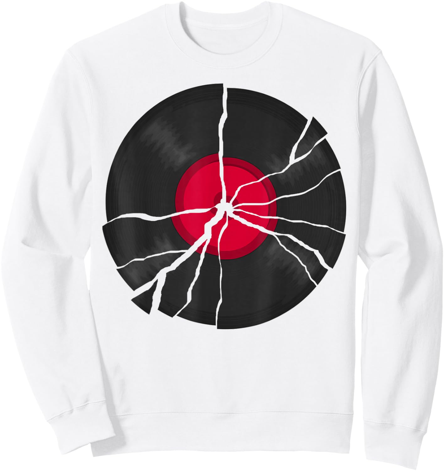 Broken Retro Vinyl Lp Music Record Sweatshirt - Sweatshirt | White