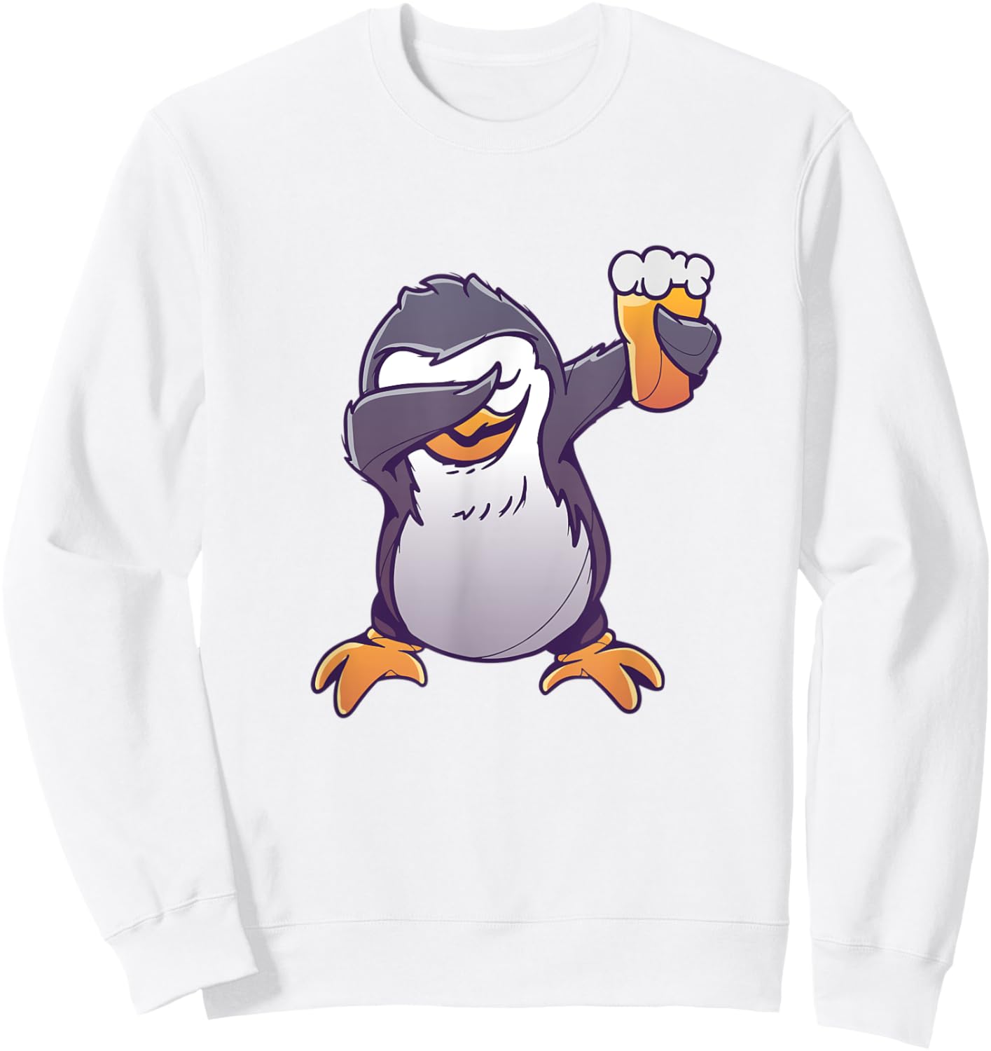 Penguin Dabbing and Drinking Beer Sweatshirt - Sweatshirt | White