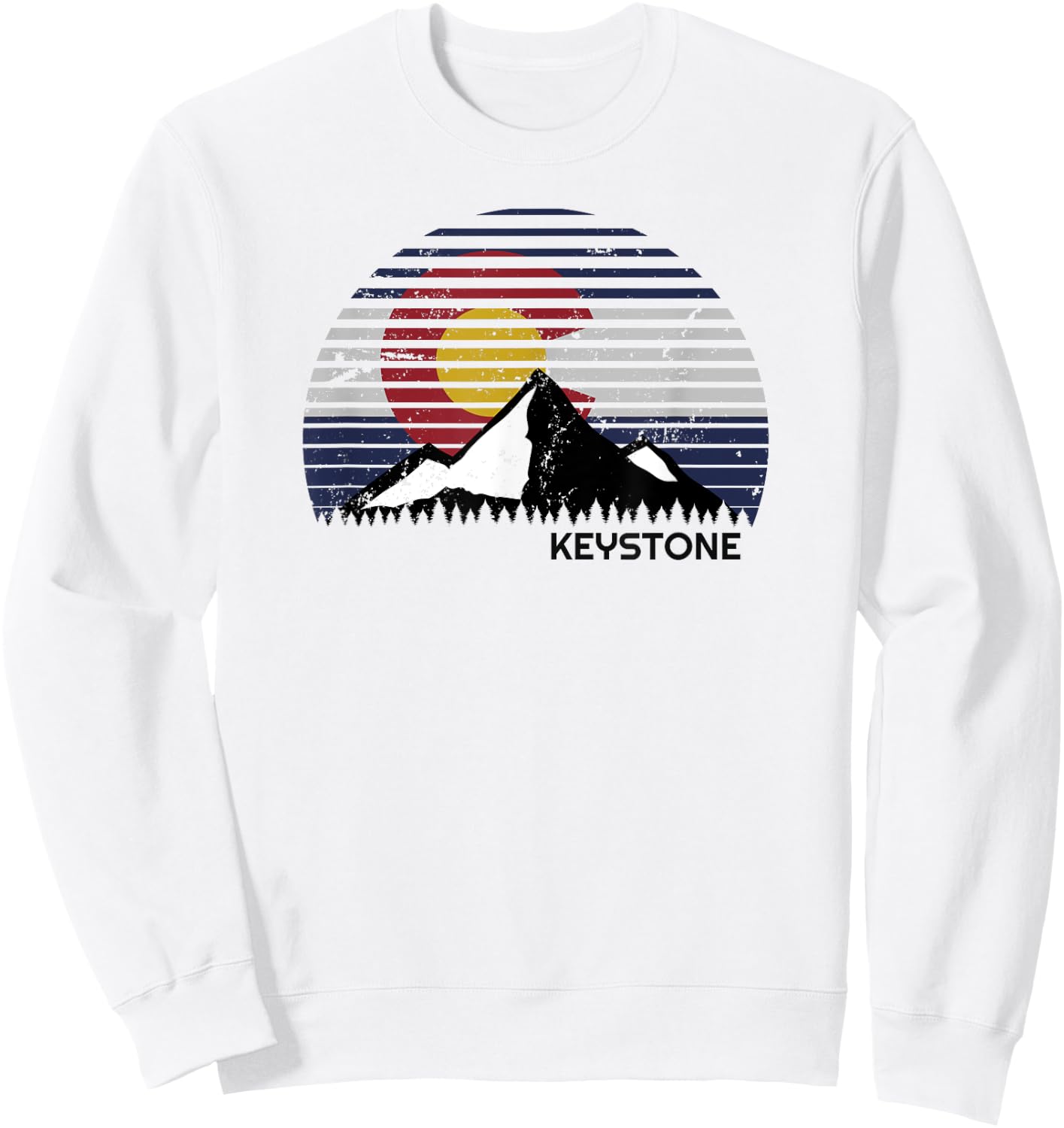 Keystone, Colorado x CO Flag Mountain Top Sweatshirt - Sweatshirt | White