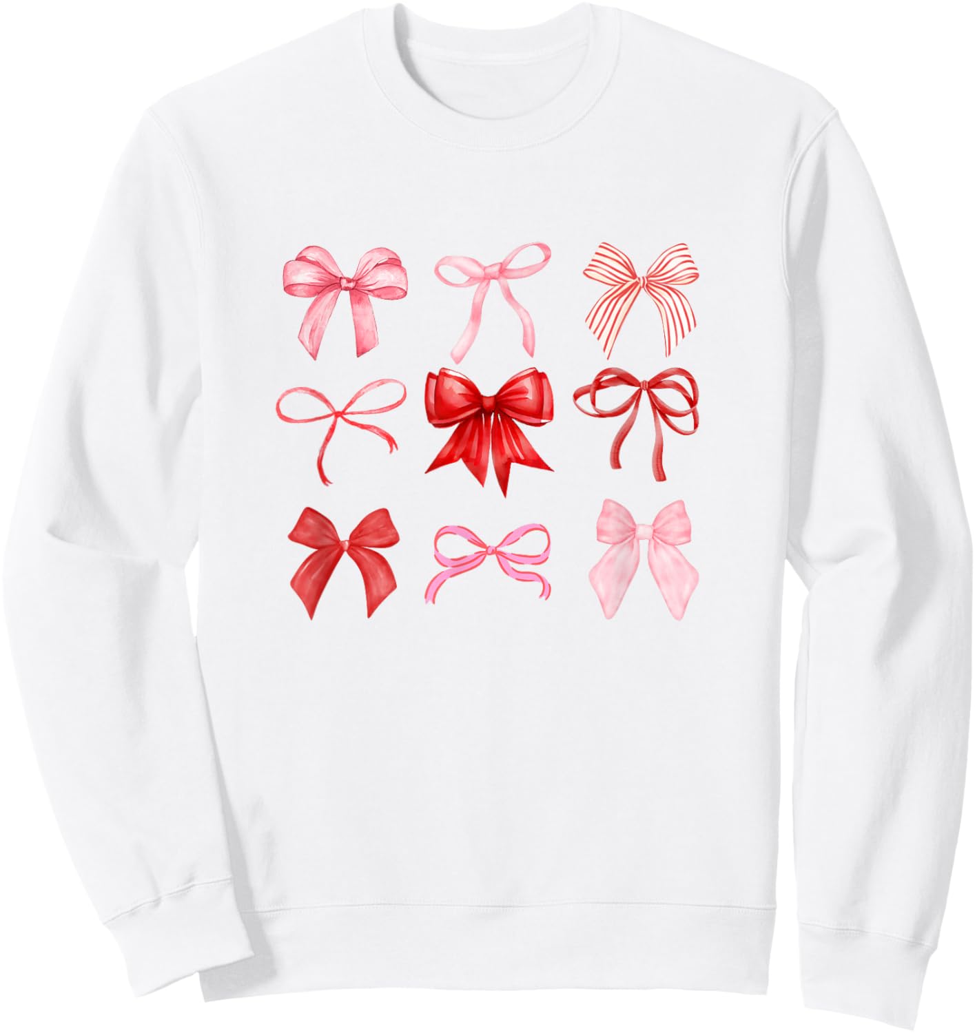 Coquette Aesthetic Red and Pink Bow Valentines Sweatshirt - Sweatshirt | White