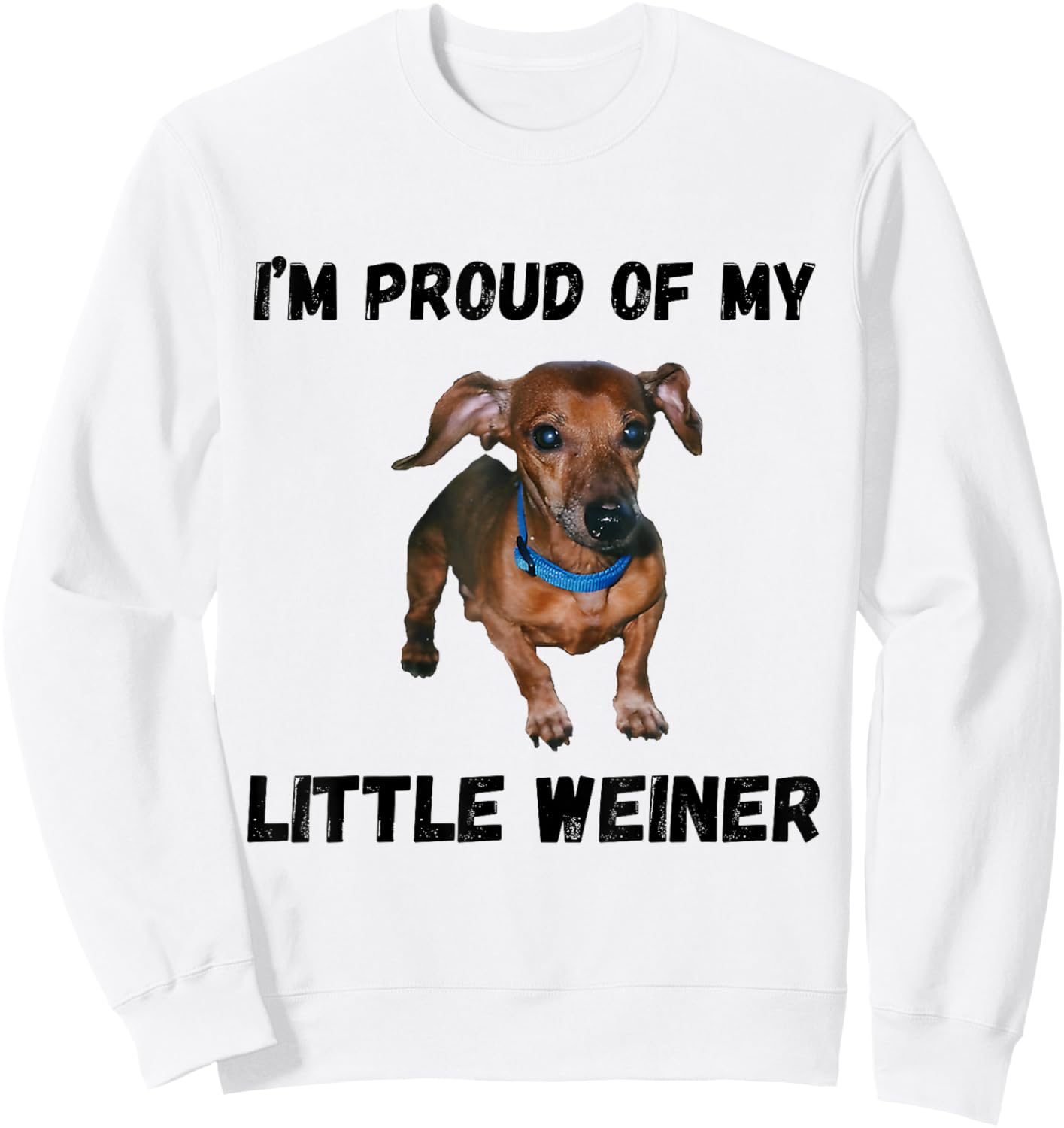 I'm Proud Of My Little Weiner Funny Dachshund Dog Lover Sweatshirt - Sweatshirt | White