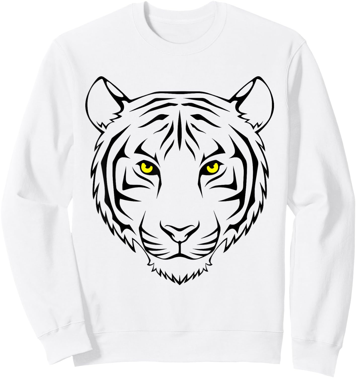 Tiger Orange Tiger Print Face Tiger Head Sweatshirt - Sweatshirt | White