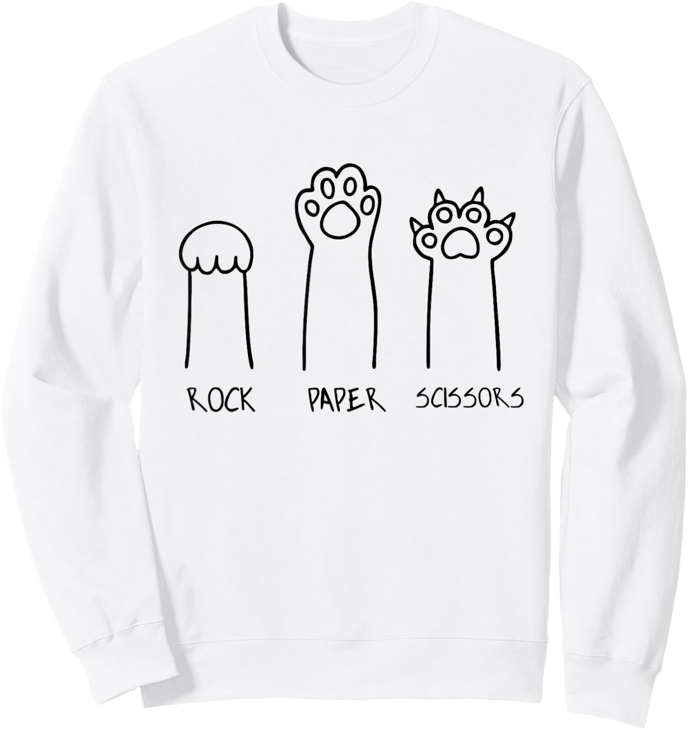 Rock Paper Scissors Hand Game Cute Paw Funny Cat Introvert Sweatshirt - Sweatshirt | White