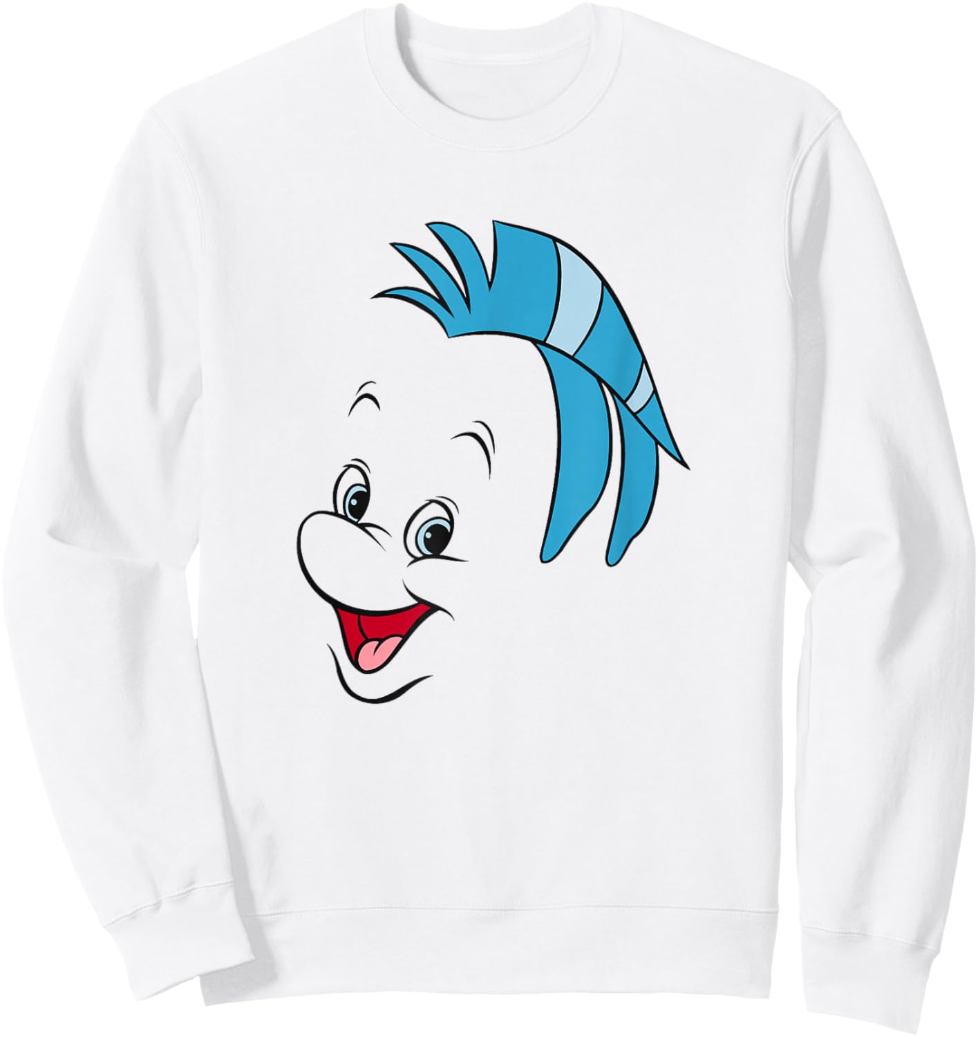 Disney The Little Mermaid Flounder Big Face Sweatshirt - Sweatshirt | White