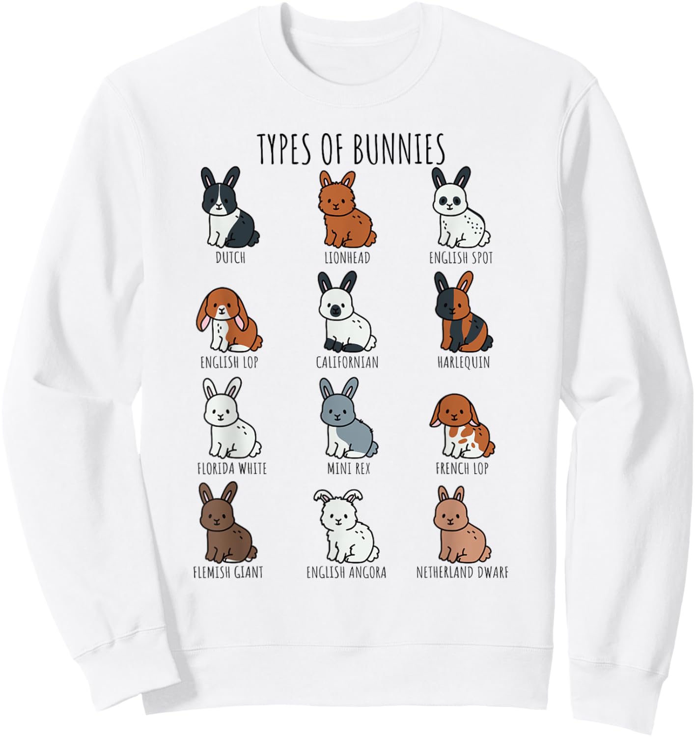 Cute Types of Bunnies Rabbits Breeds Flemish Giant Lionhead Sweatshirt - Sweatshirt | White