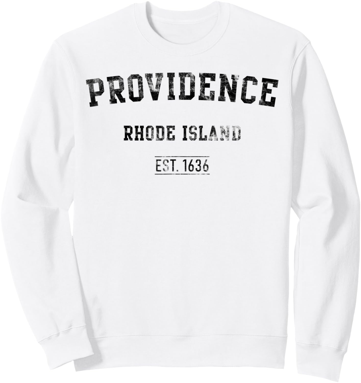 Providence Rhode Island Distressed Text Sport Style Sweatshirt - Sweatshirt | White