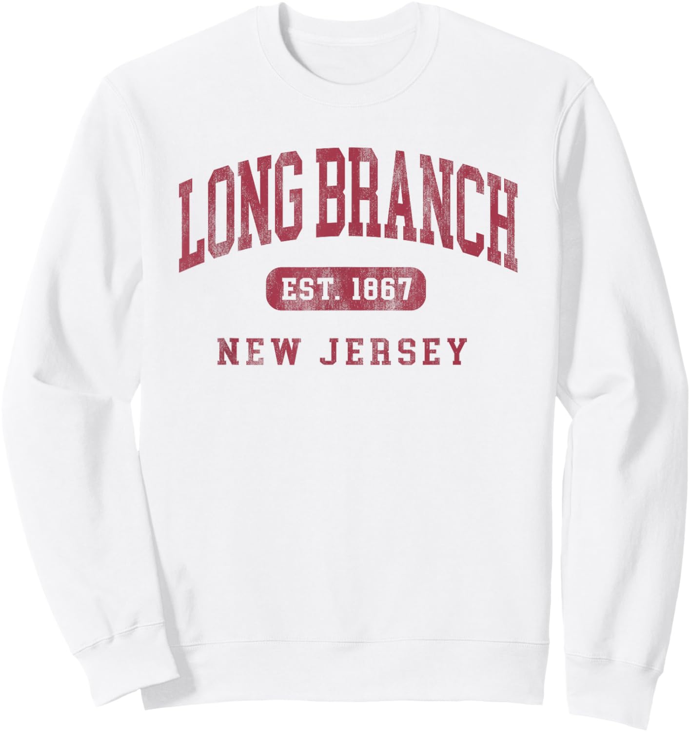 Long Branch New Jersey Vintage Established Beach Souvenir Sweatshirt - Sweatshirt | White
