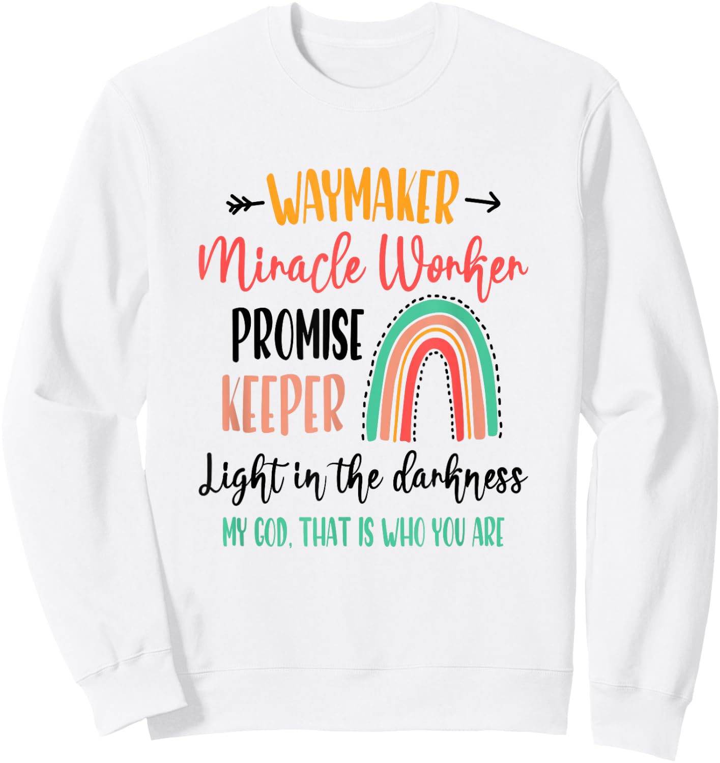Waymaker Promise Keeper Miracle Worker Christian Kids Sweatshirt - Sweatshirt | White