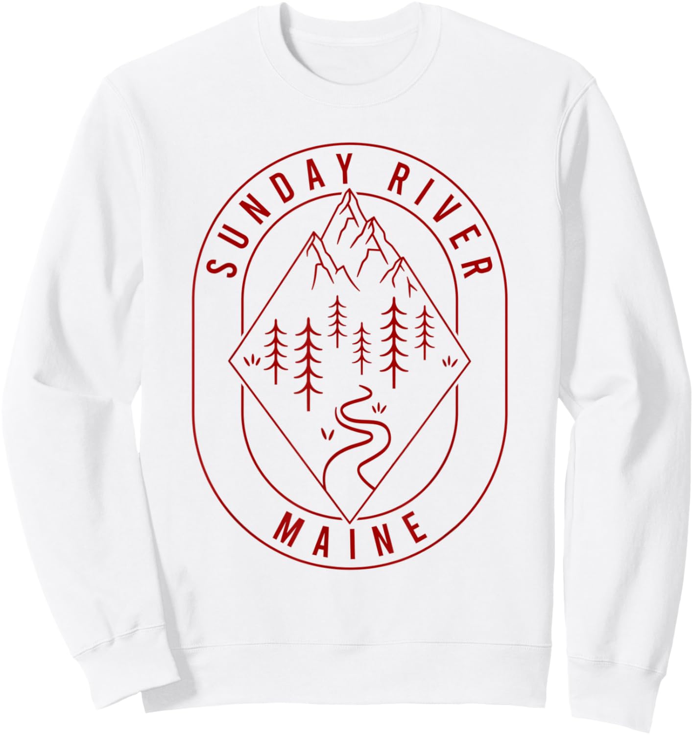 Sunday River Mountains Maine Hiking Outdoors Minimal Sweatshirt - Sweatshirt | White