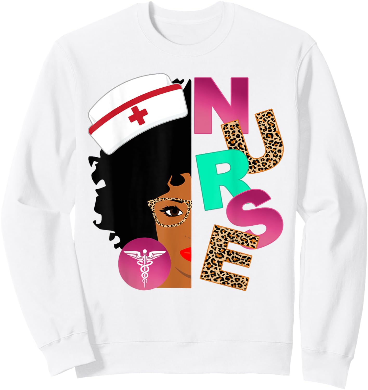 Black Strong Nurse Afro Love Melanin African American Women Sweatshirt - Sweatshirt | White
