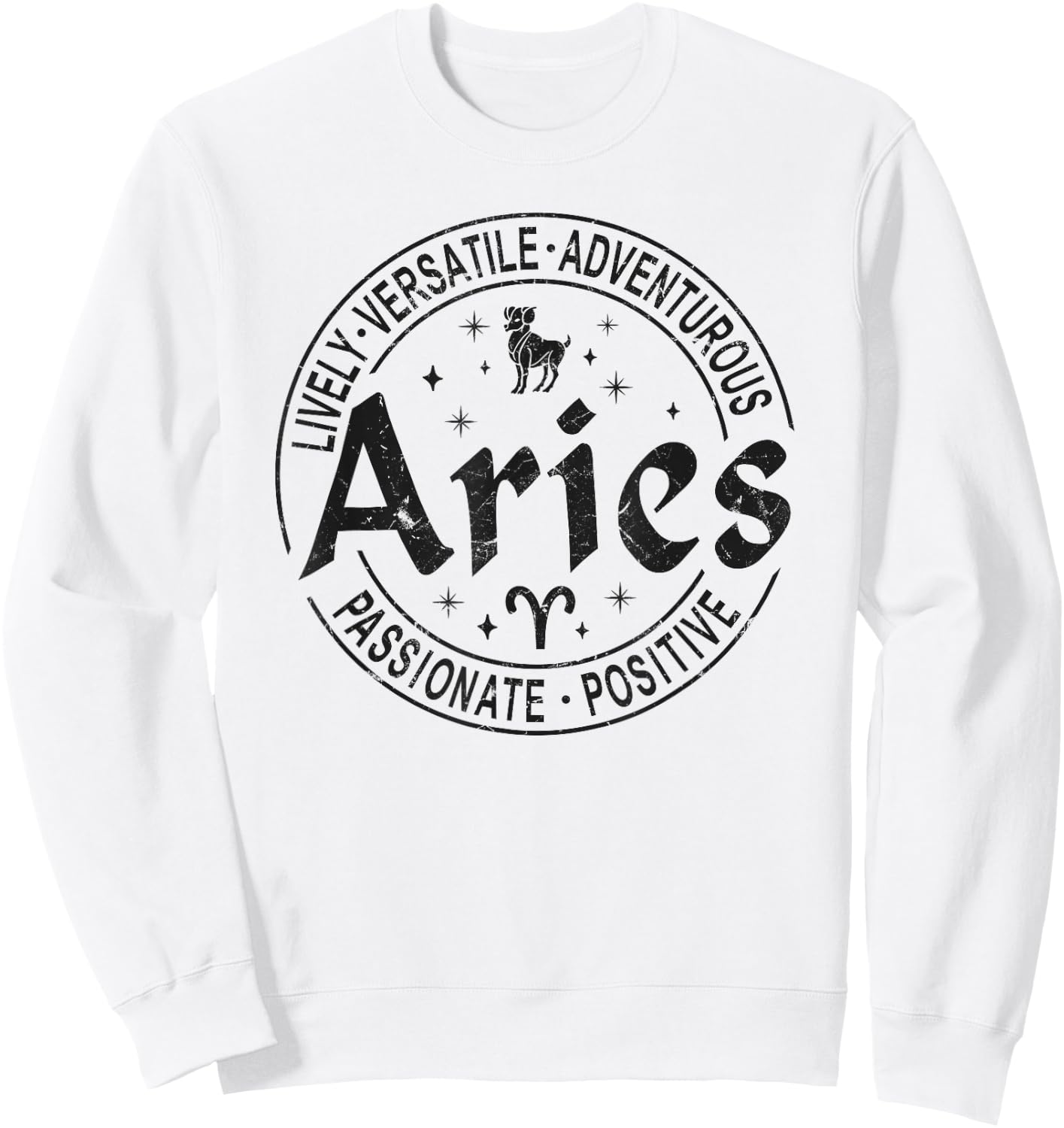 Aries Virtues Vintage Style Zodiac Design, Aries Sweatshirt - Sweatshirt | White