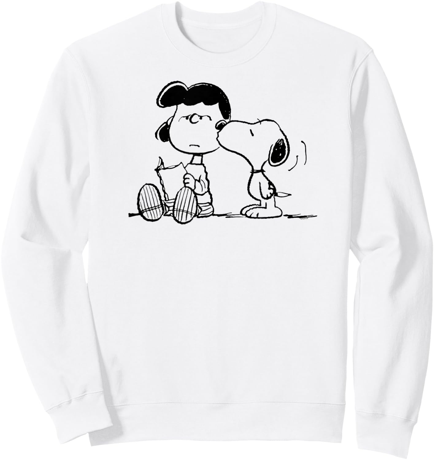 Peanuts - Snoopy Kissing Lucy Reading A Book Sweatshirt - Sweatshirt | White