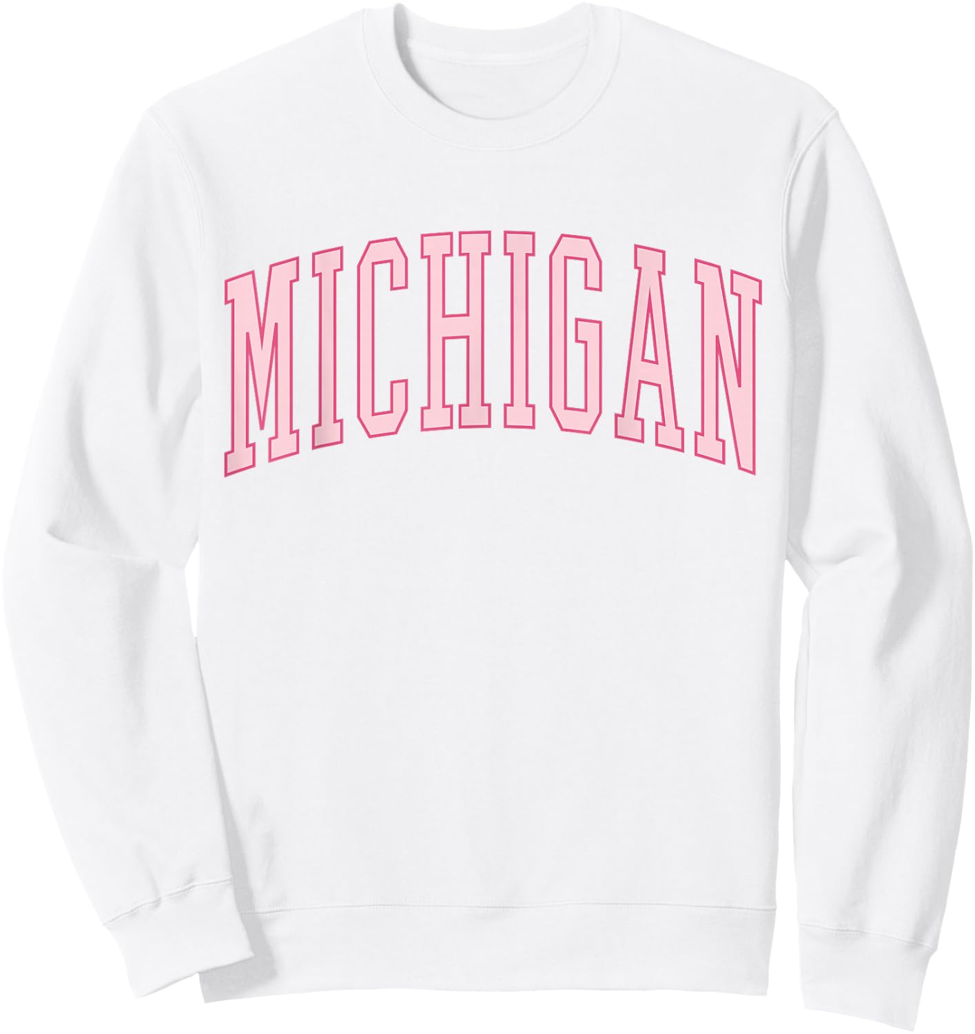 Preppy Varsity Pink Michigan Sweatshirt - Sweatshirt | White