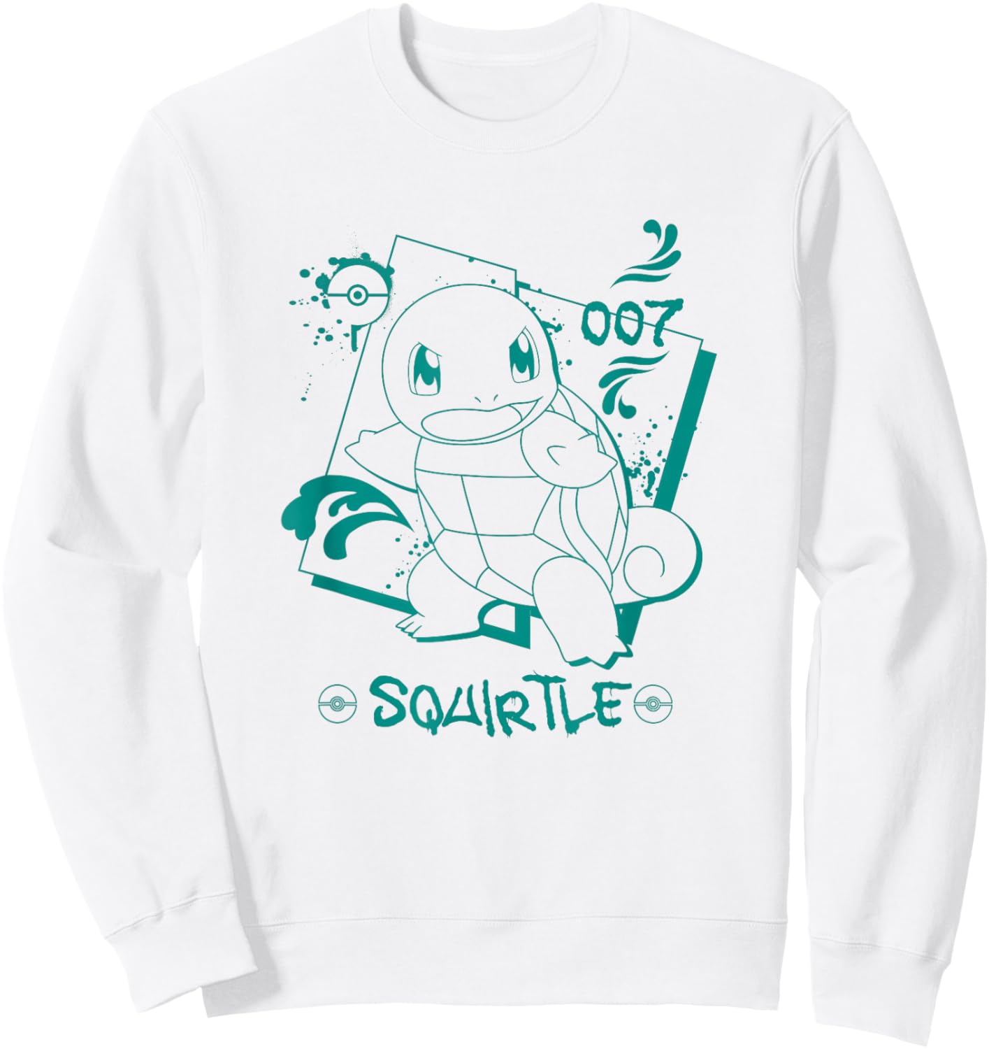 Pokémon Squirtle 007 Graffiti Paint Drip Sketch Portrait Sweatshirt - Sweatshirt | White