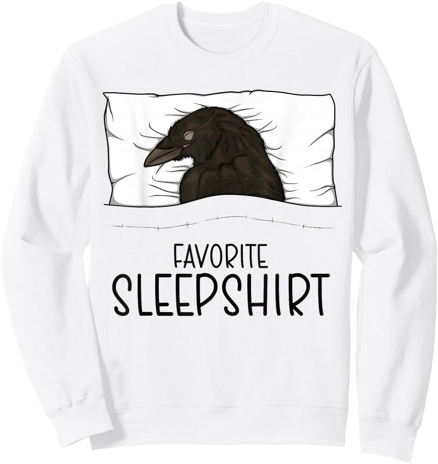 Favorite Sleepshirt Crow, Napping Raven Pajama Sweatshirt - Sweatshirt | White