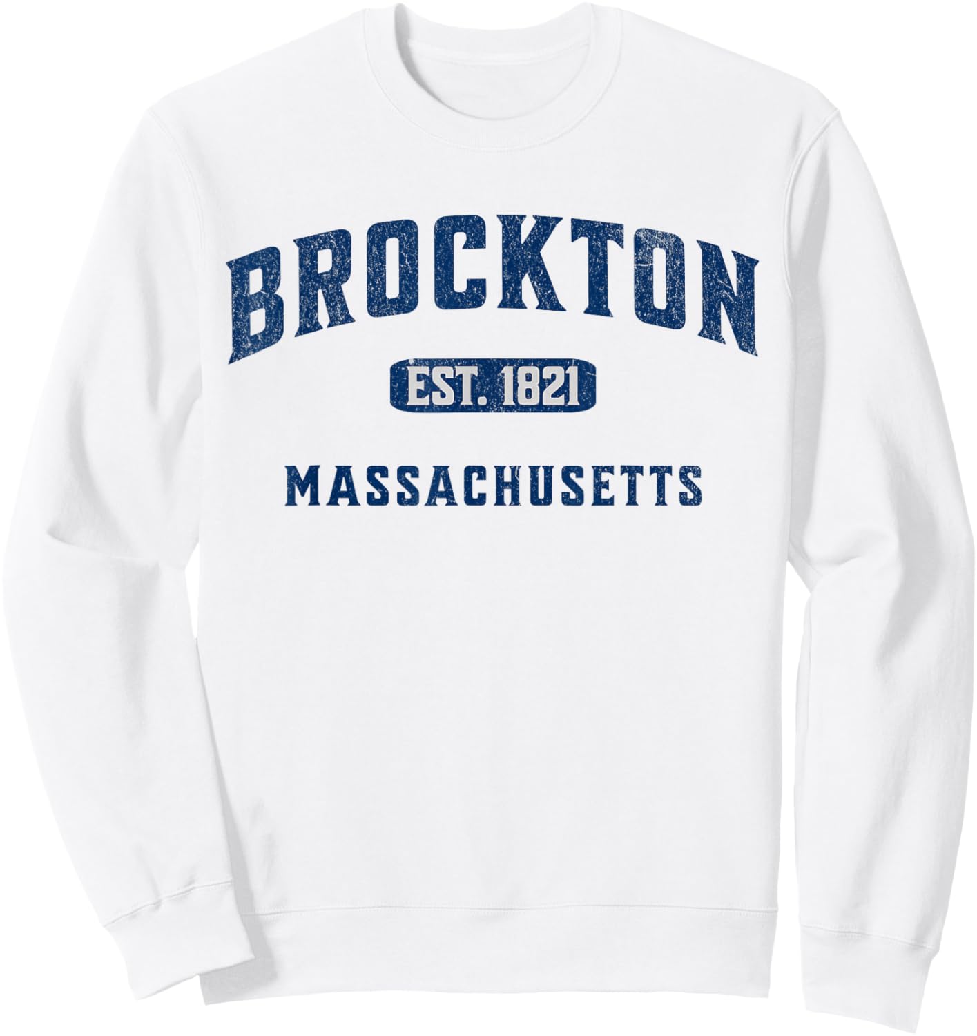 Vintage Athletic MA Souvenir Visit Brockton Massachusetts Sweatshirt - Sweatshirt | White