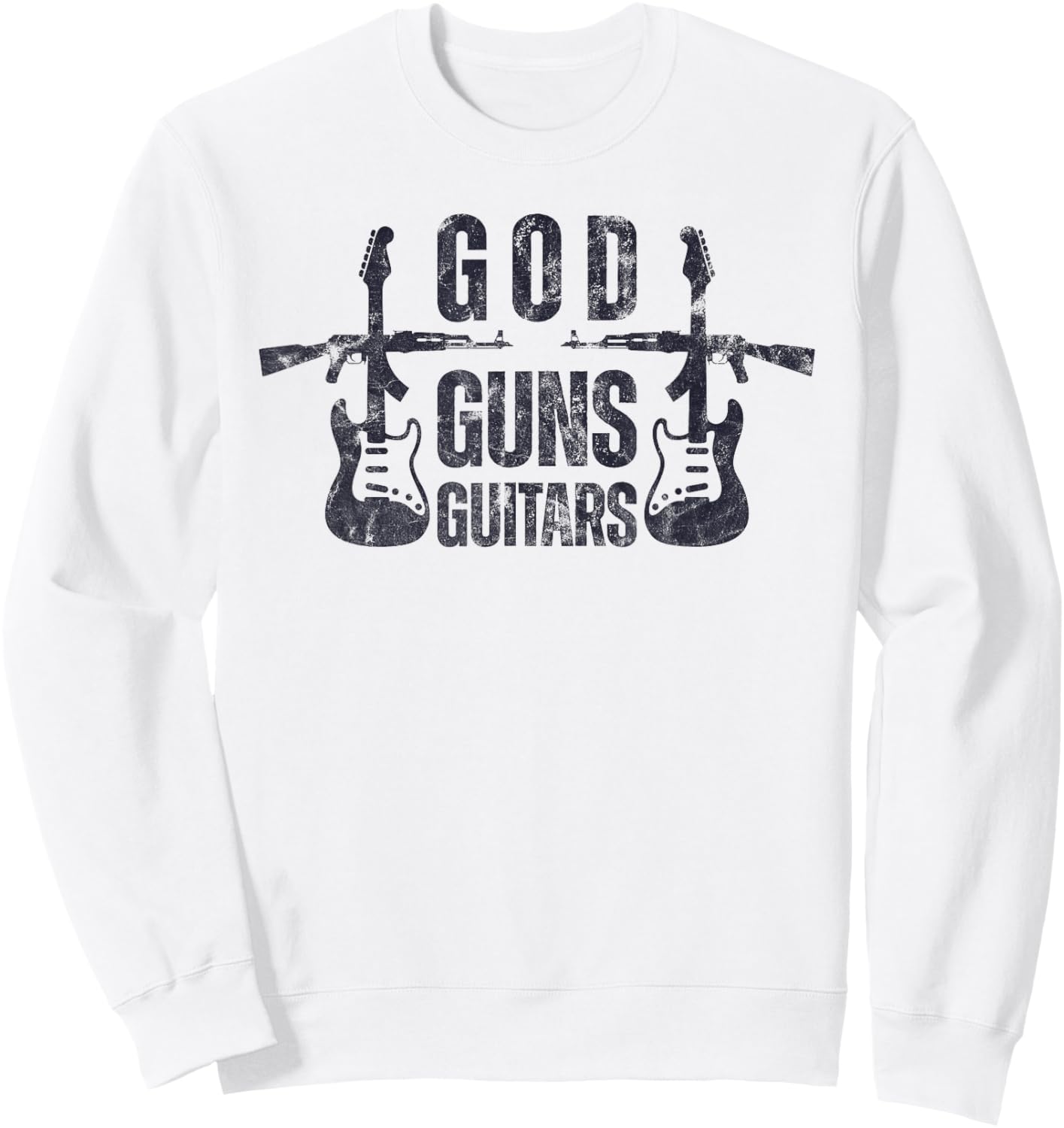 God Guns Guitar Funny Christian Guitar Lover Sweatshirt - Sweatshirt | White