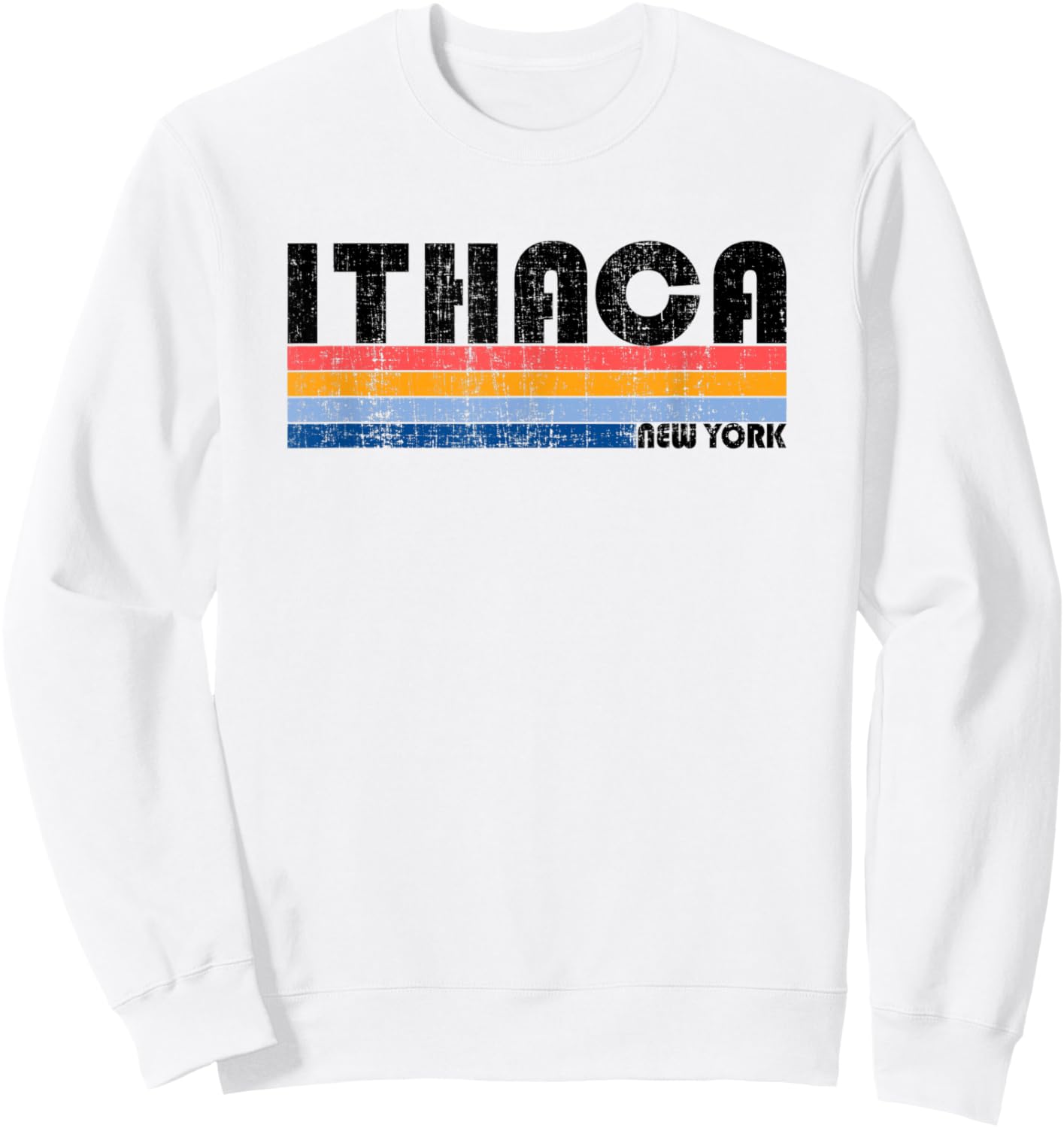 Vintage 70s 80s Style Ithaca, NY Sweatshirt - Sweatshirt | White