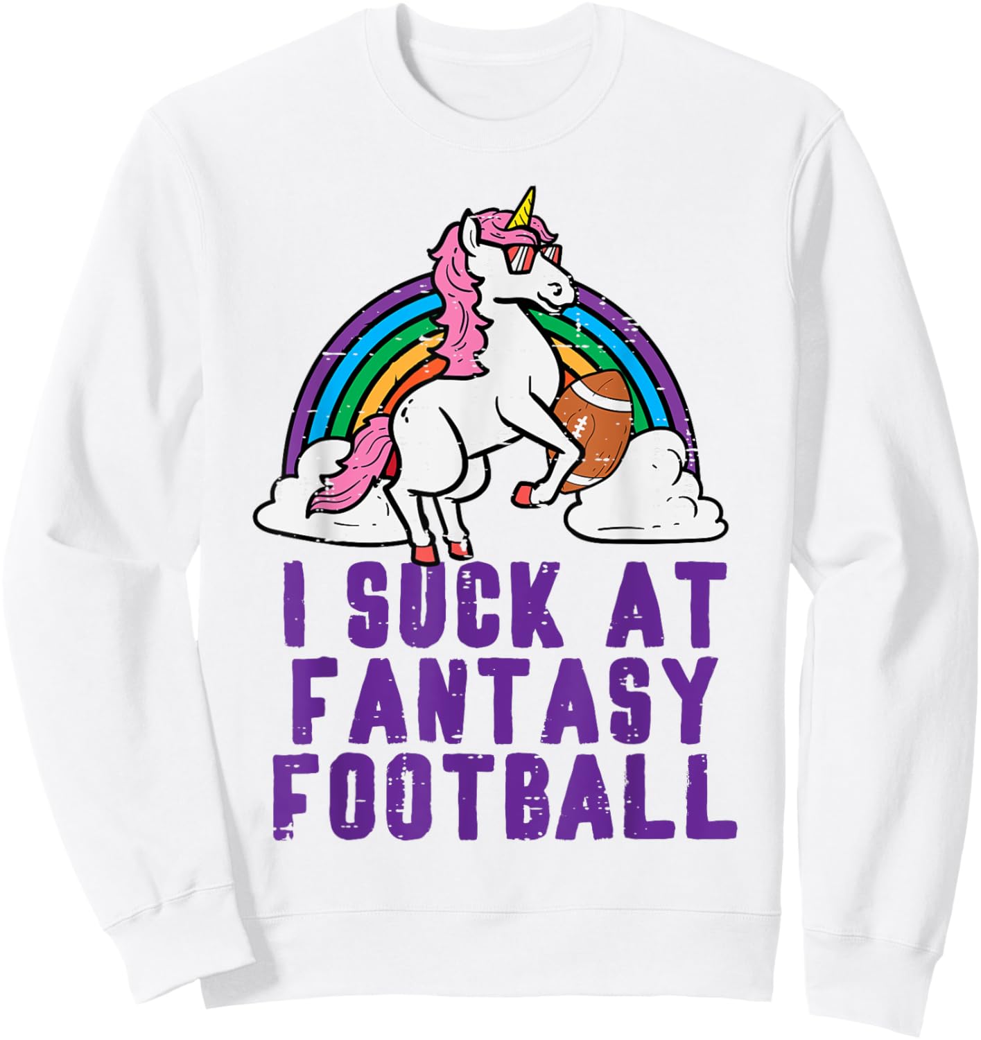 Funny Pink Fantasy Football Loser Shirt Unicorn Men Sweatshirt - Sweatshirt | White