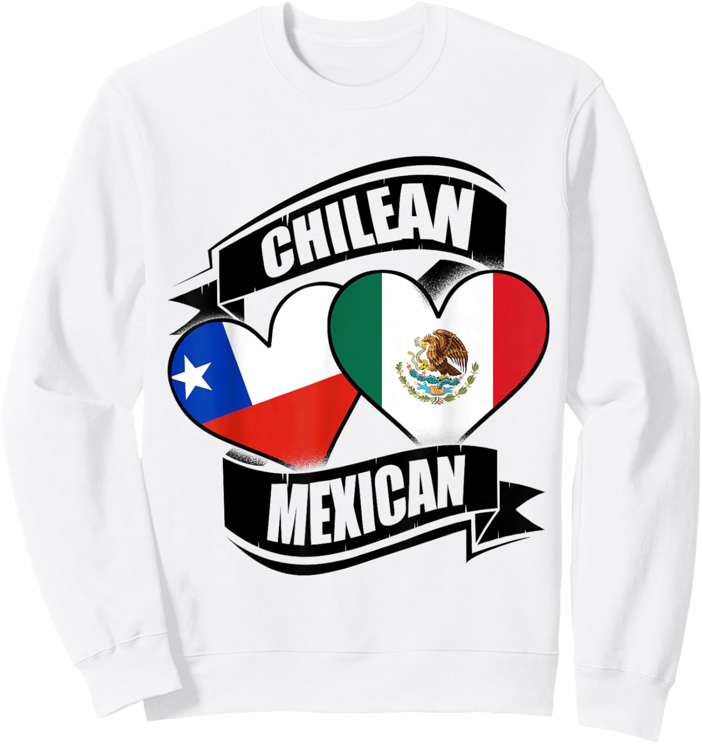 Chilean Mexican Hearts Chile Mexico Flags Sweatshirt - Sweatshirt | White