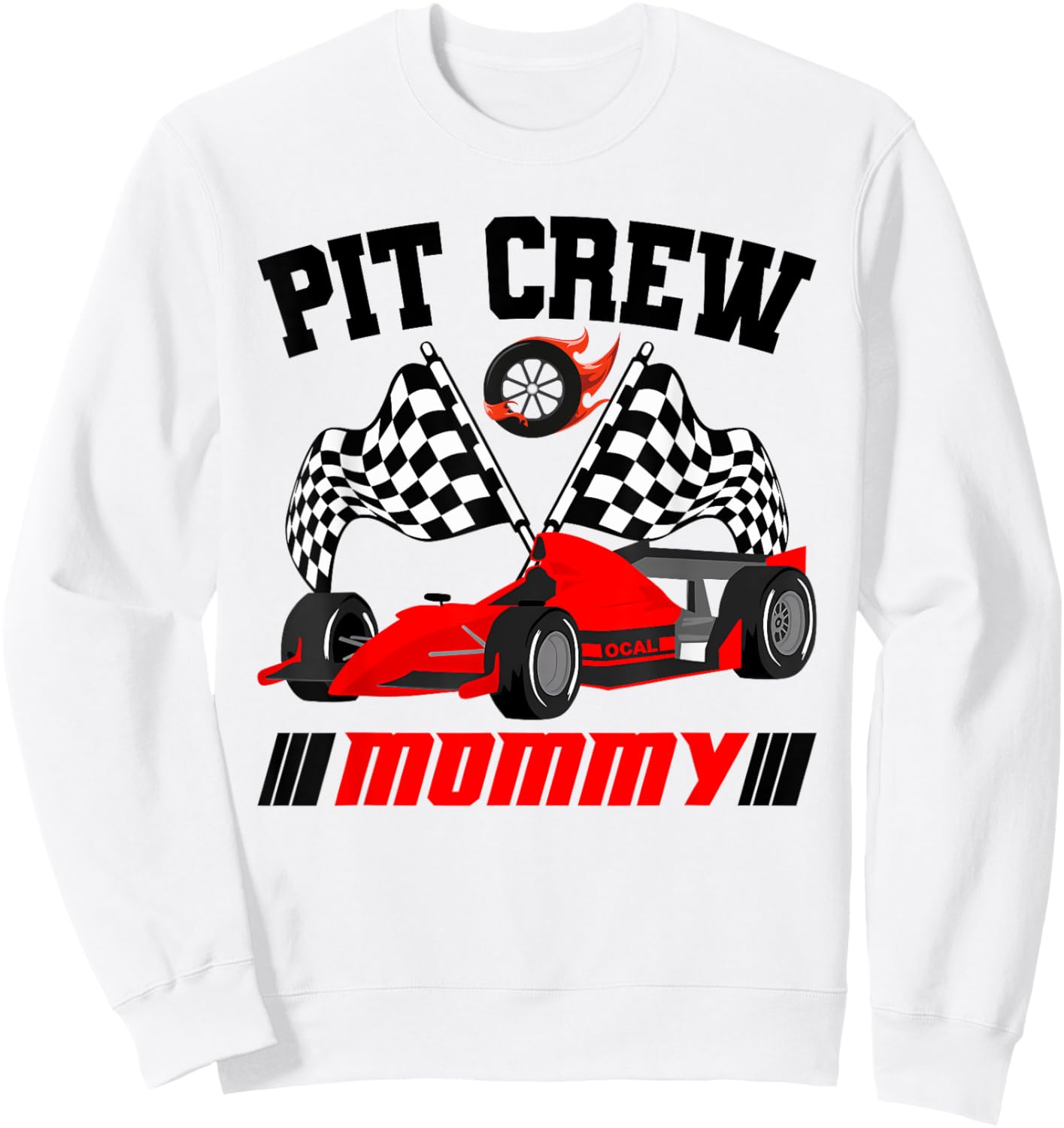 Mommy Pit Crew Race Birthday Party Racing Matching Family Sweatshirt - Sweatshirt | White