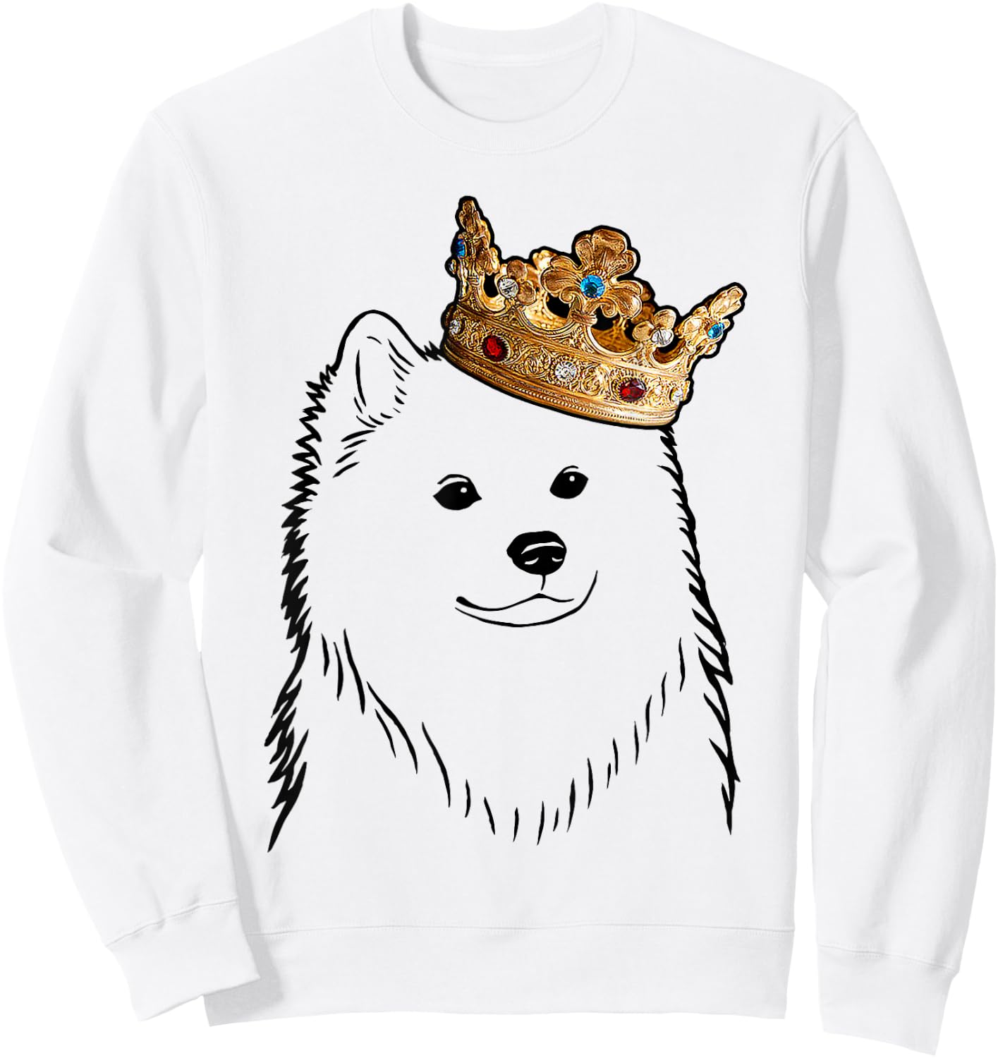 American Eskimo Dog Wearing Crown Sweatshirt - Sweatshirt | White