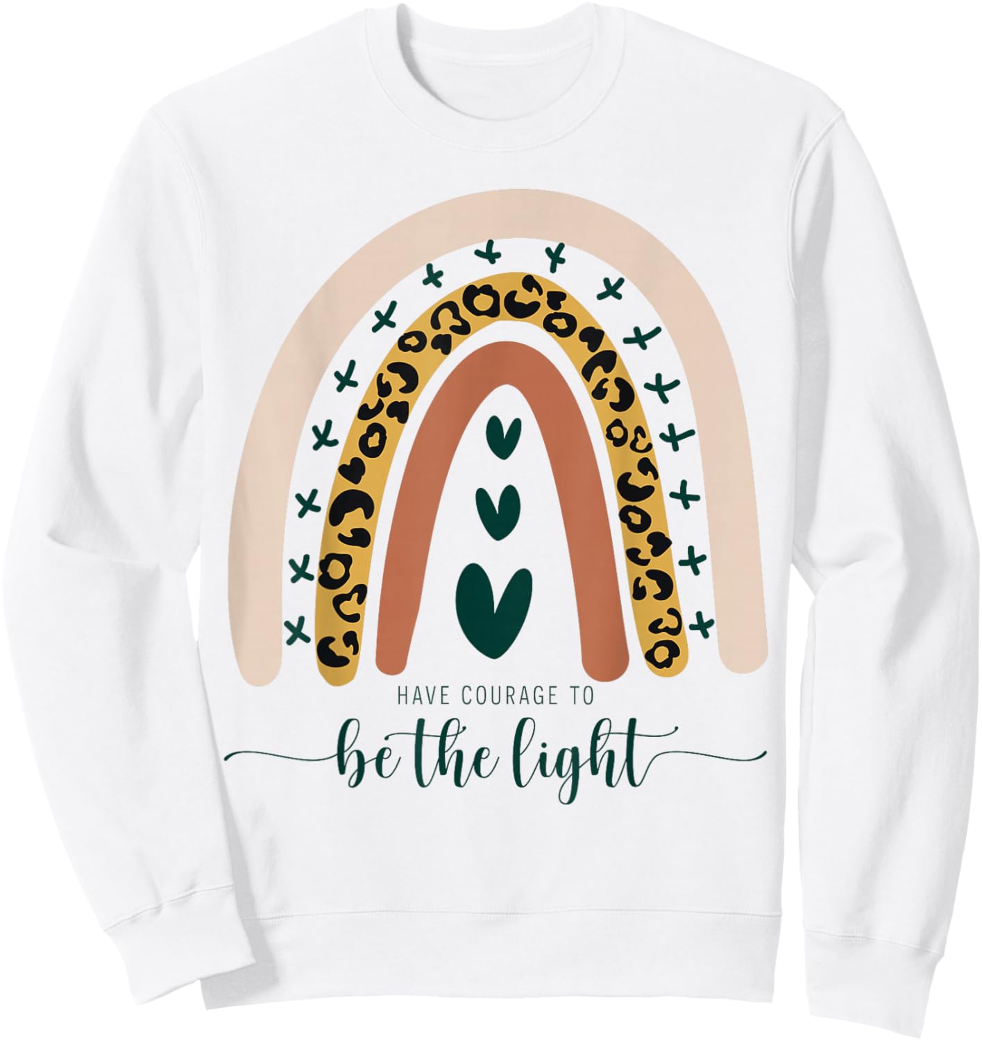 Be The Light Boho Rainbow Christian Scripture Religious Cute Small Sweatshirt - Sweatshirt | White