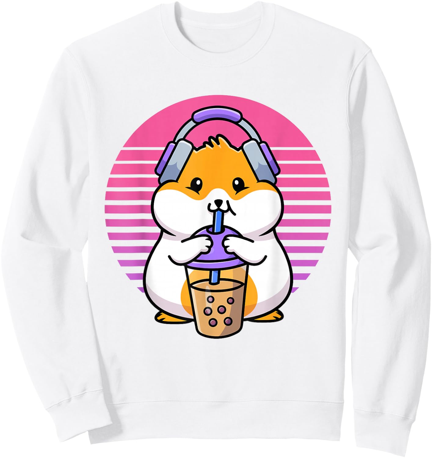Retro Boba And KPop Shirt Kawaii Hamster K-Pop Merchandise Sweatshirt - Sweatshirt | White