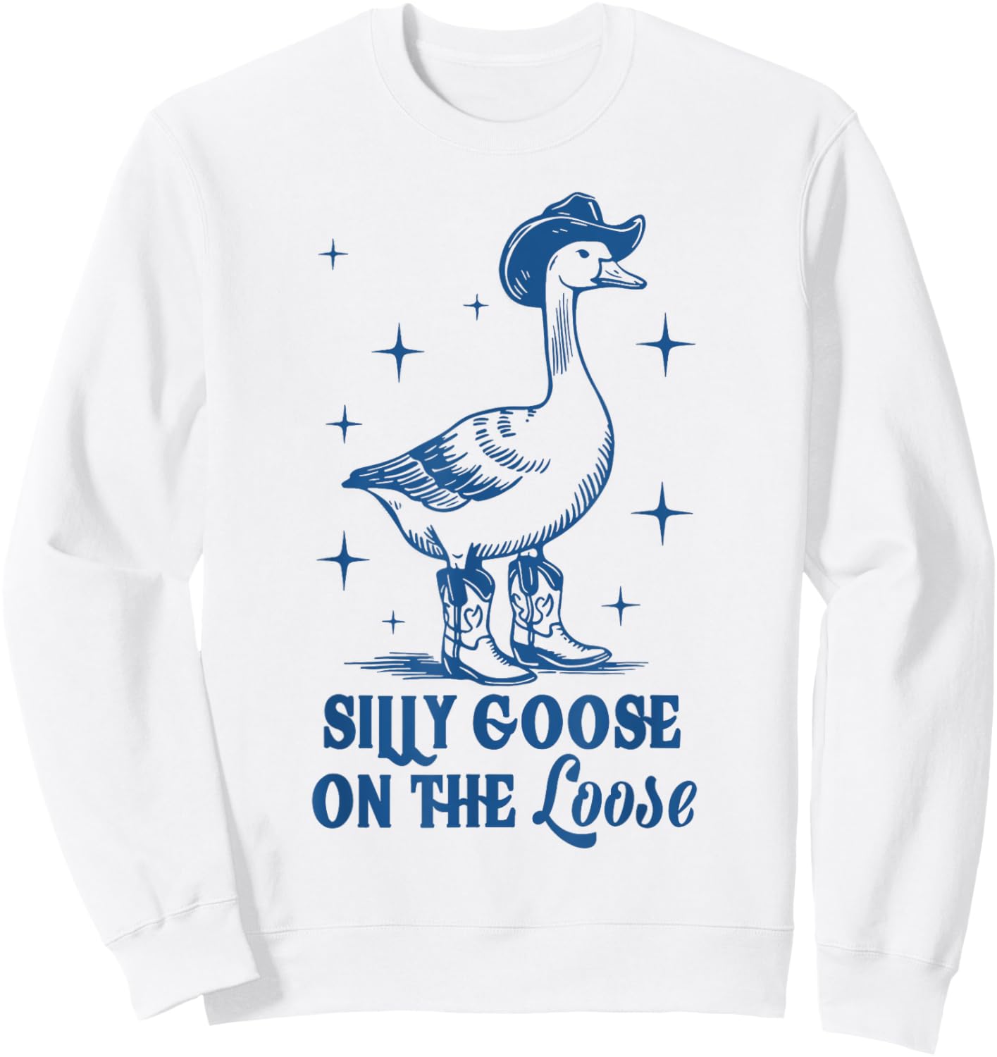Funny Goose Cowgirl Graphic For Girl Women Sweatshirt - Sweatshirt | White