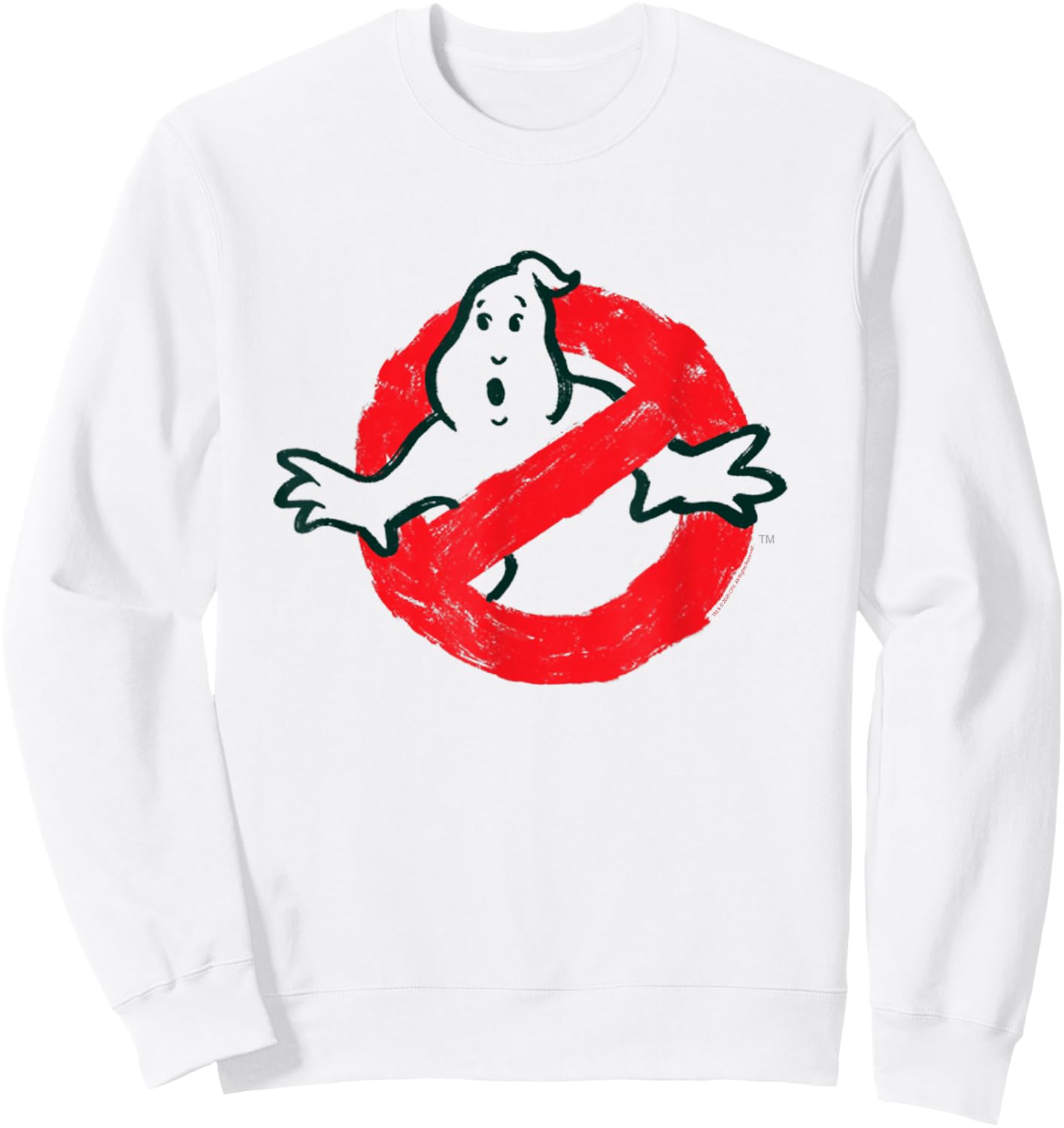 Ghostbusters No Ghost Logo Sketch Retro Movie Sweatshirt - Sweatshirt | White