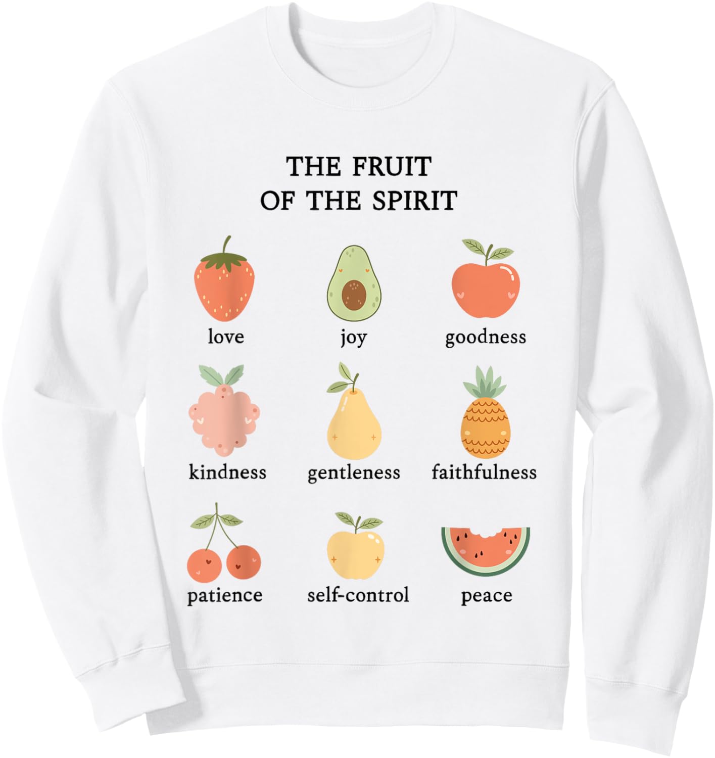 Fruit of the Spirit Cute Christian Girl Aesthetic Sweatshirt - Sweatshirt | White
