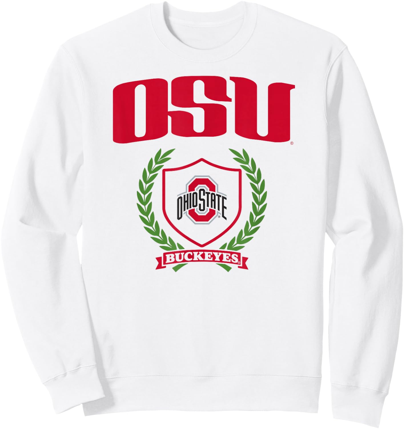 Ohio State Buckeyes Laurel Banner White Officially Licensed Sweatshirt - Sweatshirt | White
