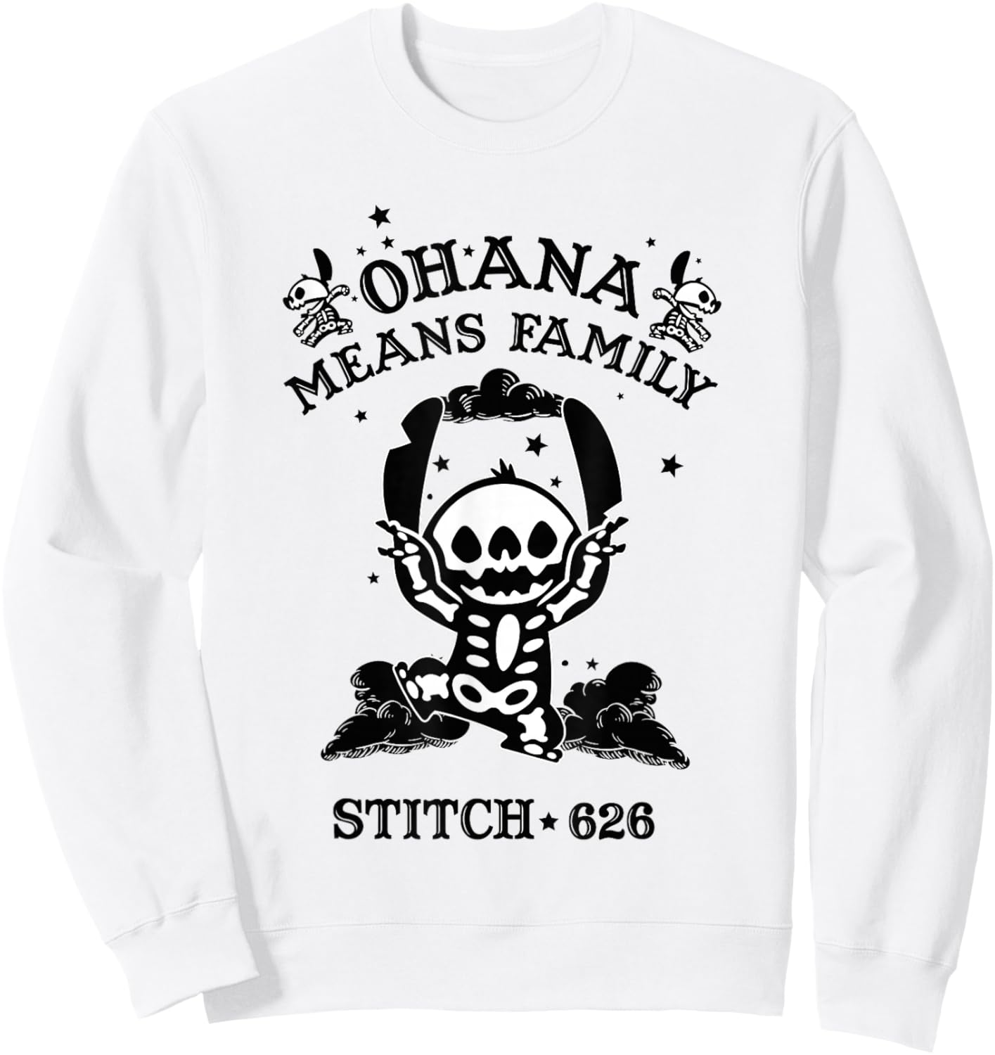 Disney Lilo & Stitch Halloween Ohana Means Family Skeleton Sweatshirt - Sweatshirt | White