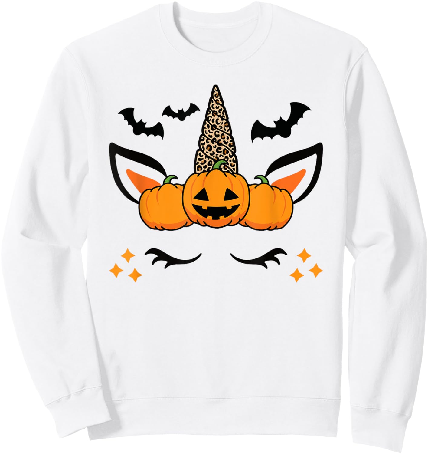 Cute Halloween Unicorn Costume Leopard Pumpkins Sweatshirt - Sweatshirt | White