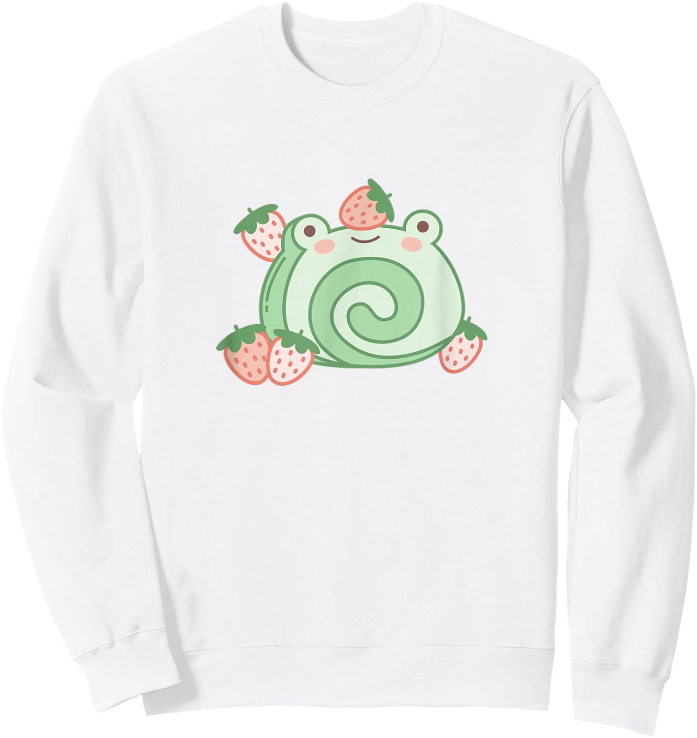 Cute Frog Strawberry Cake Kawaii Aesthetic Pink Sweatshirt - Sweatshirt | White