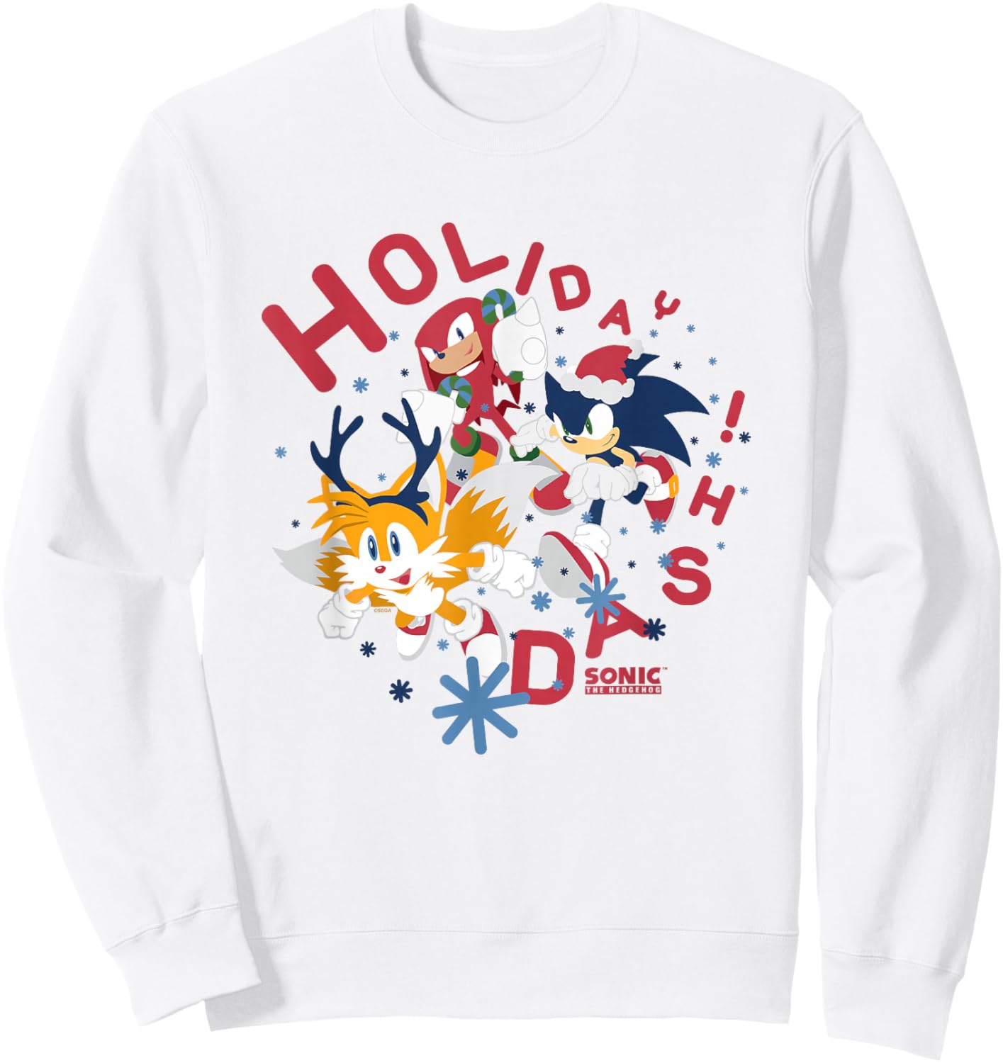 Sonic The Hedgehog Christmas Holiday Dash Vintage Shot Sweatshirt - Sweatshirt | White