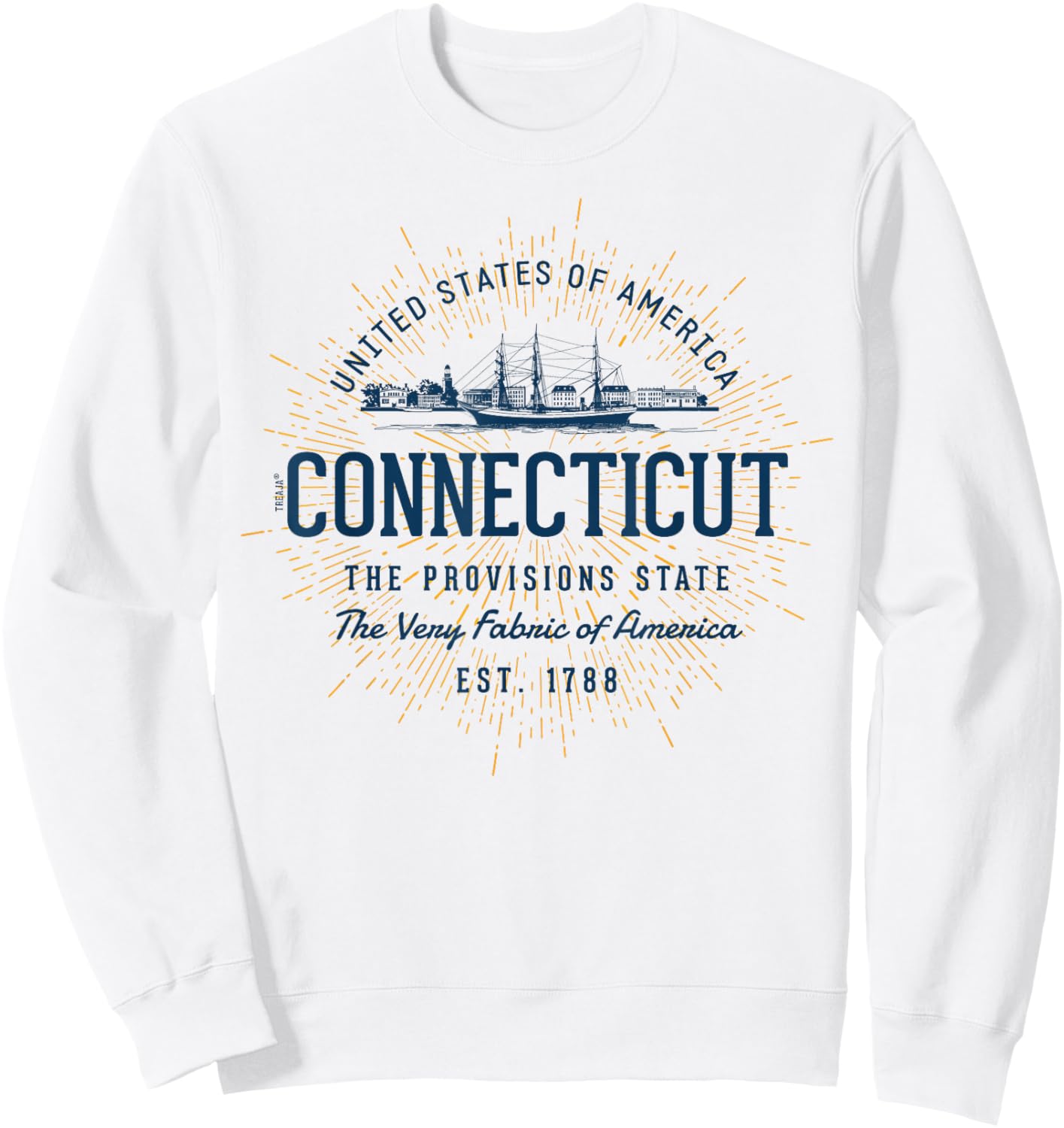 Vintage Styled State of Connecticut Retro Sweatshirt - Sweatshirt | White