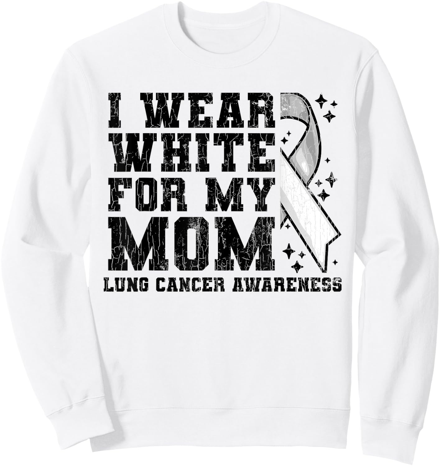 Lung Cancer Awareness White Ribbon Mum Gift Sweatshirt - Sweatshirt | White