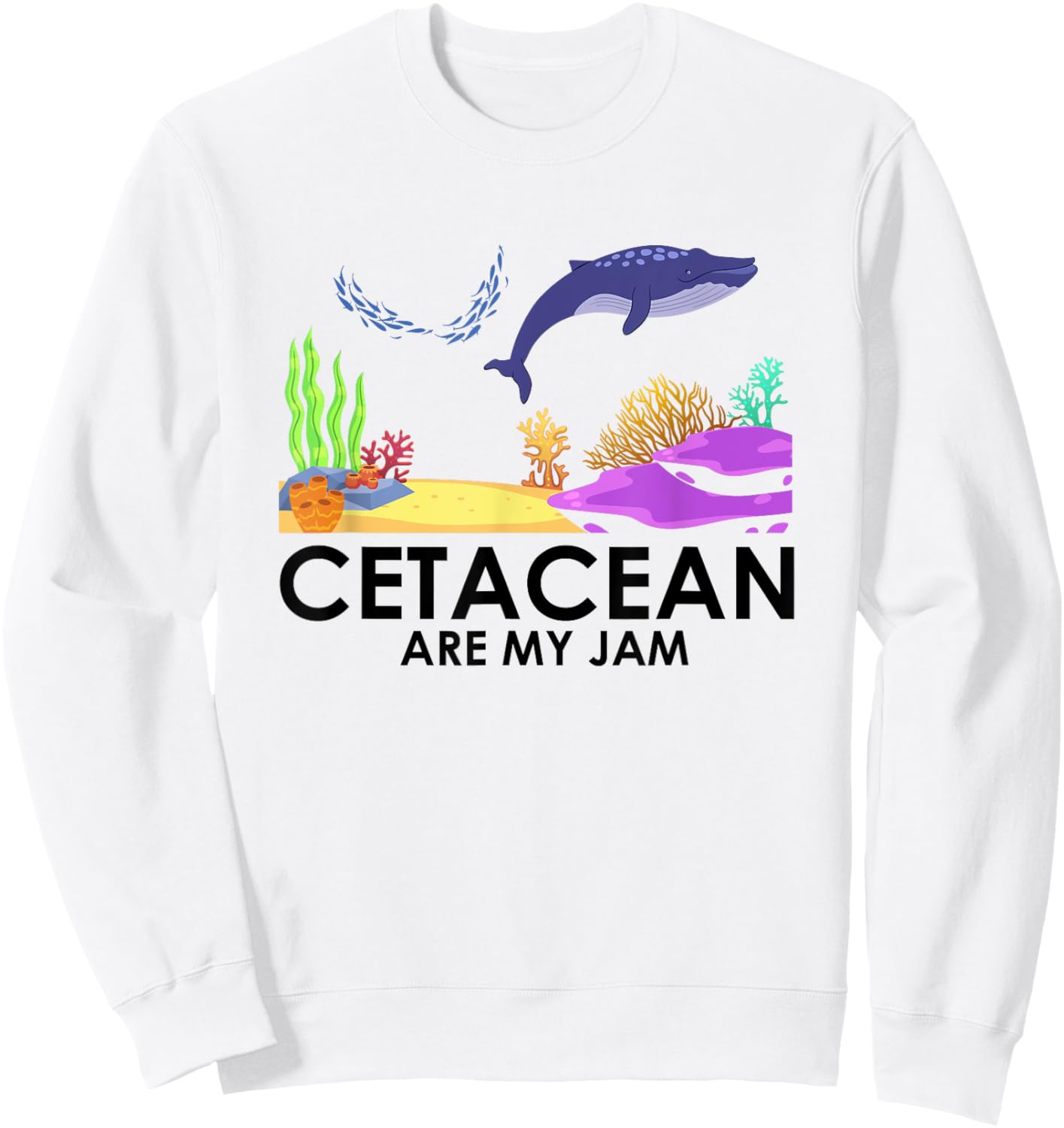 Cetacean are my Jam Whale Sea Panda Ocean Studen Diving Sweatshirt - Sweatshirt | White