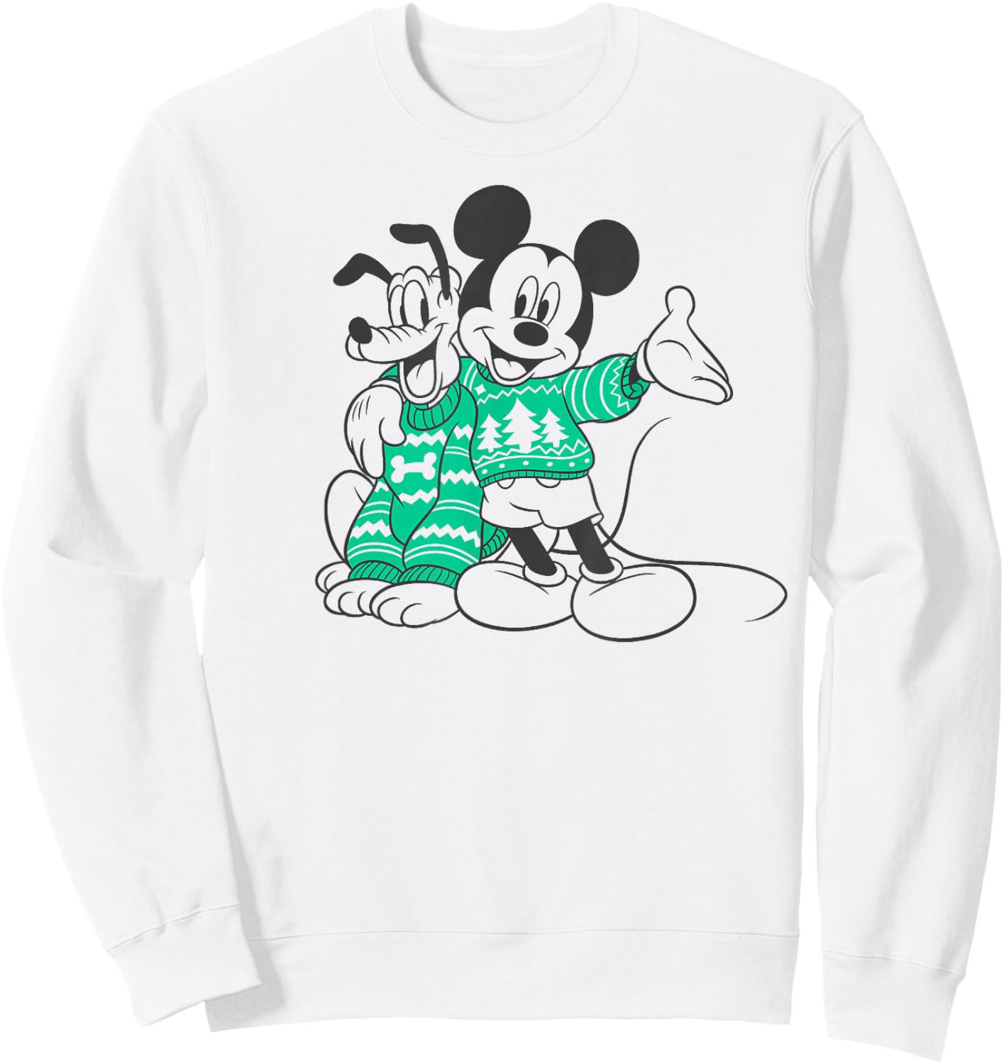 Disney Mickey And Pluto Christmas Outline Sweatshirt - Sweatshirt | White