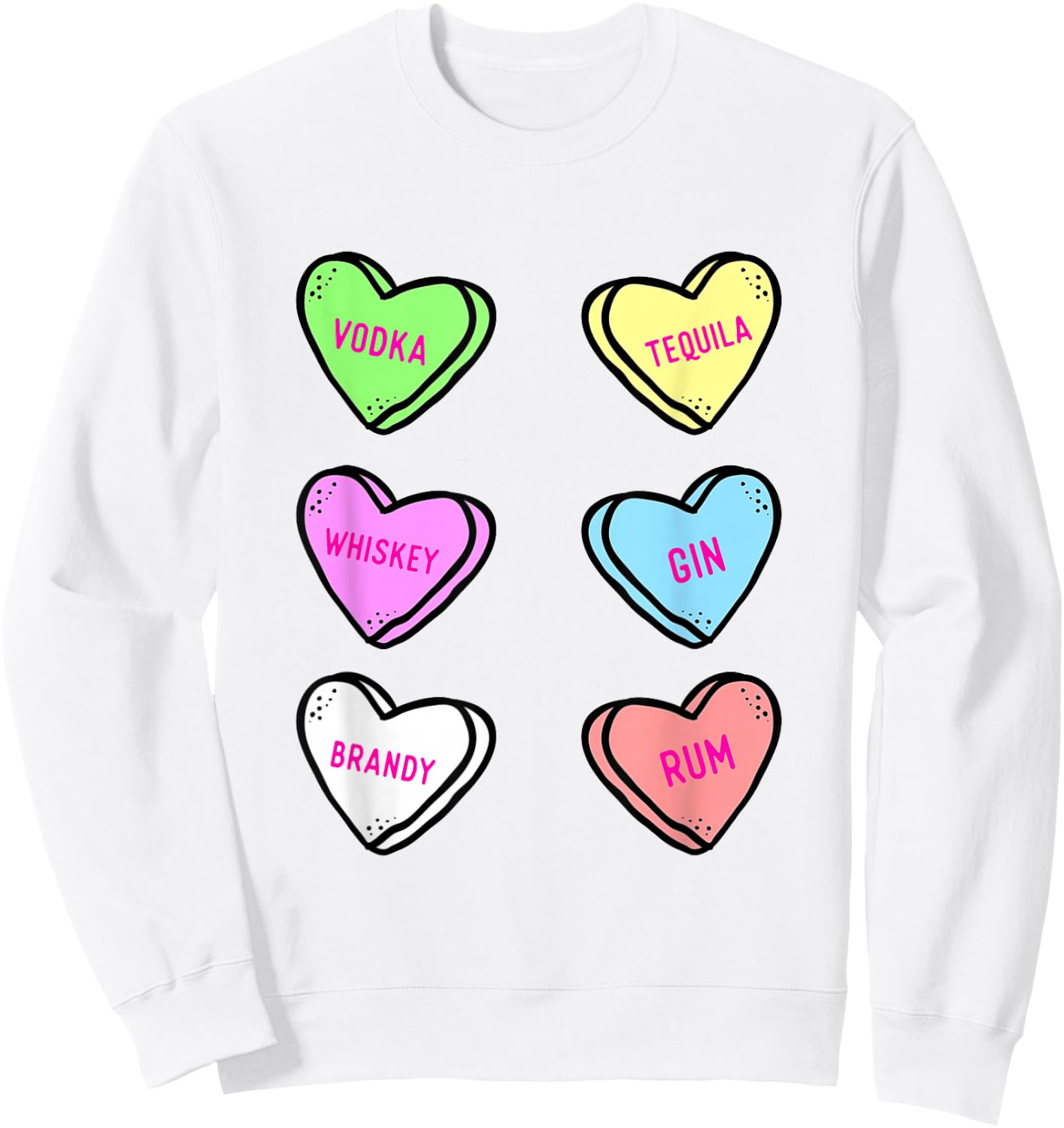 Valentines Day Hearts Drinking Liquor Lovers Anti Valentine Sweatshirt - Sweatshirt | White