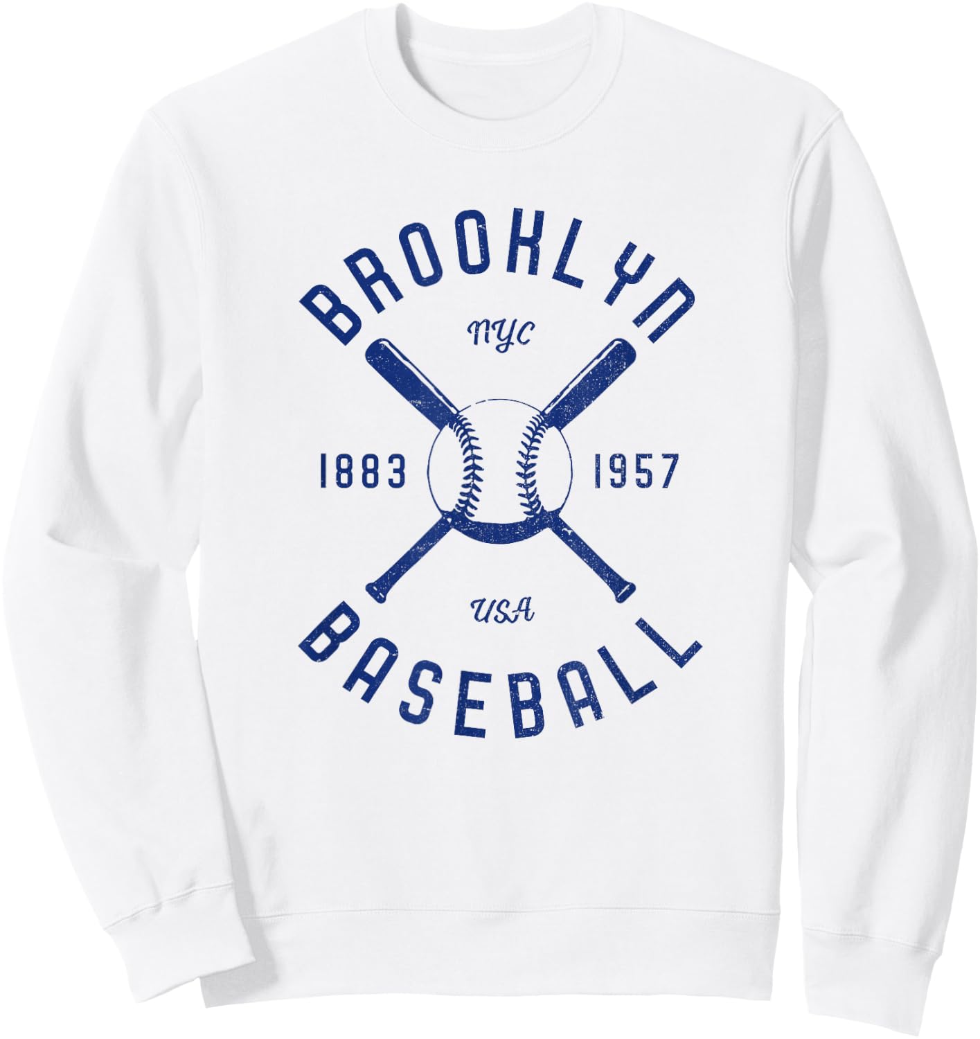 Brooklyn Baseball | Vintage | Distressed | NYC Sweatshirt - Sweatshirt | White