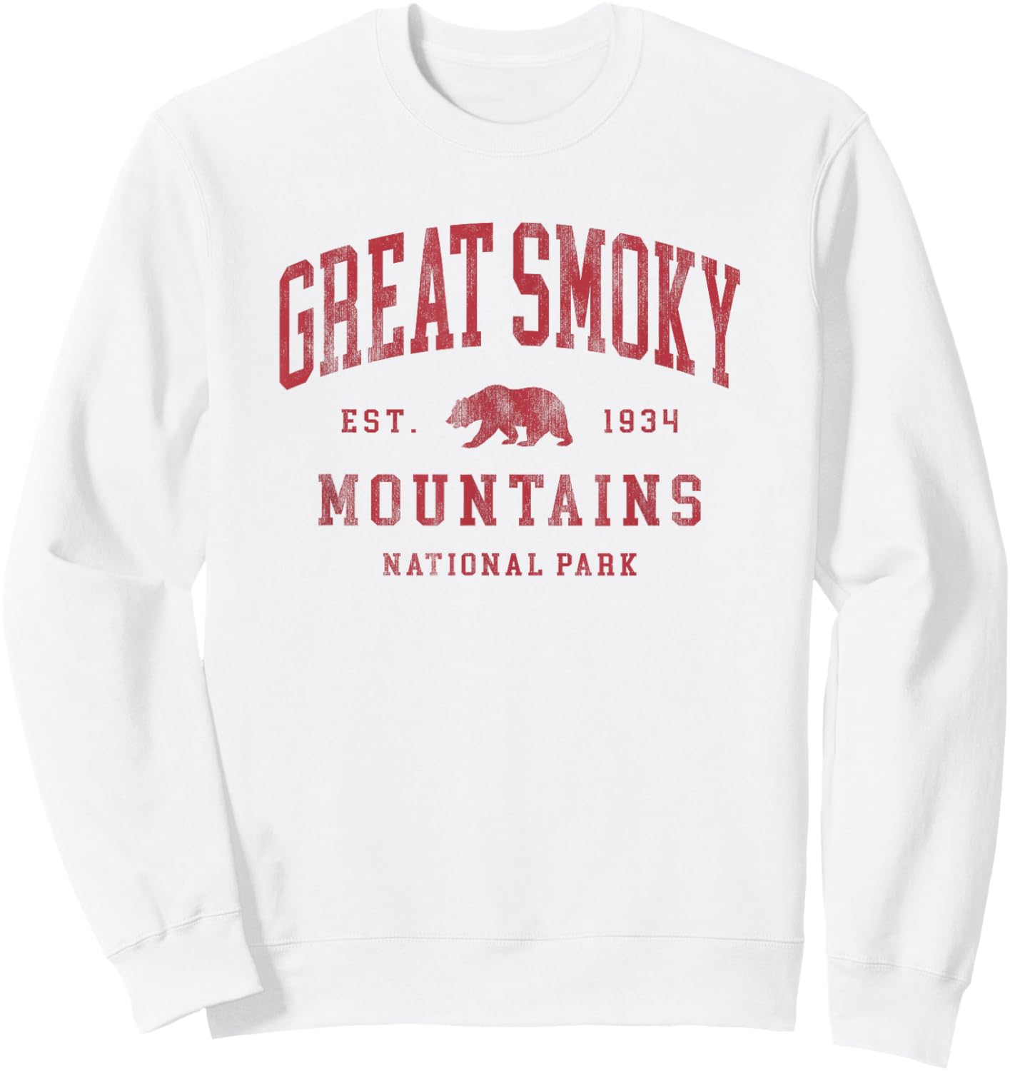 Retro Great Smoky Mountains National Park Hiking Sweatshirt - Sweatshirt | White